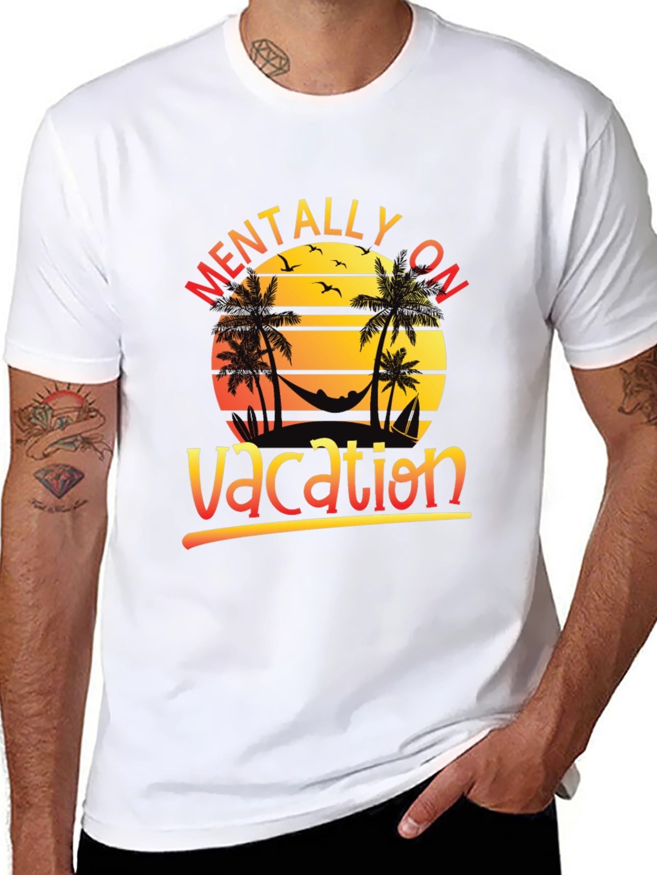 Mentally On Vacation Black T-Shirt