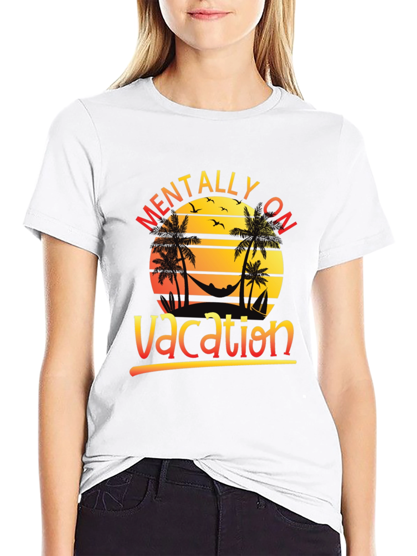 Mentally On Vacation Black T-Shirt