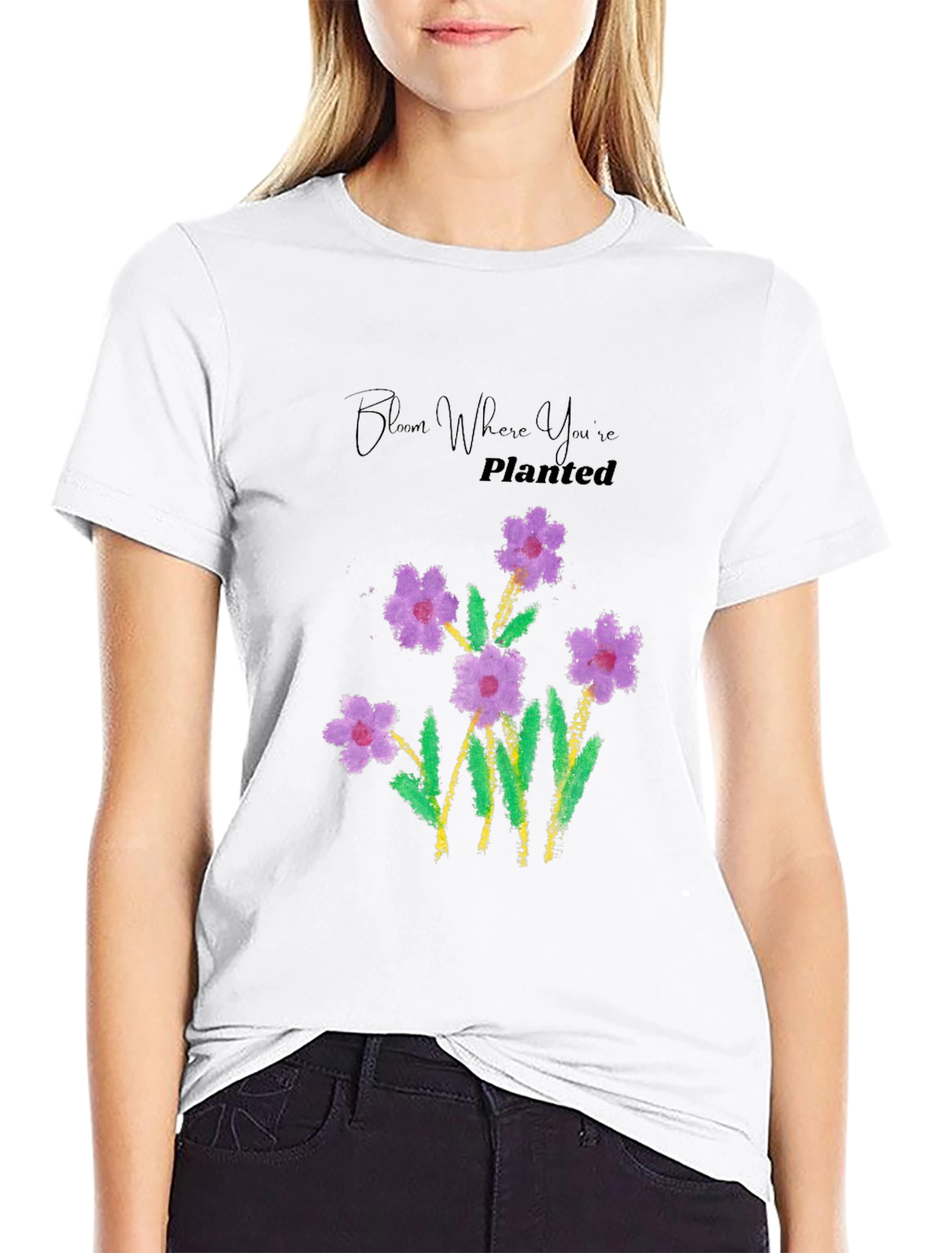 Bloom Where Youre Planted Black T-Shirt