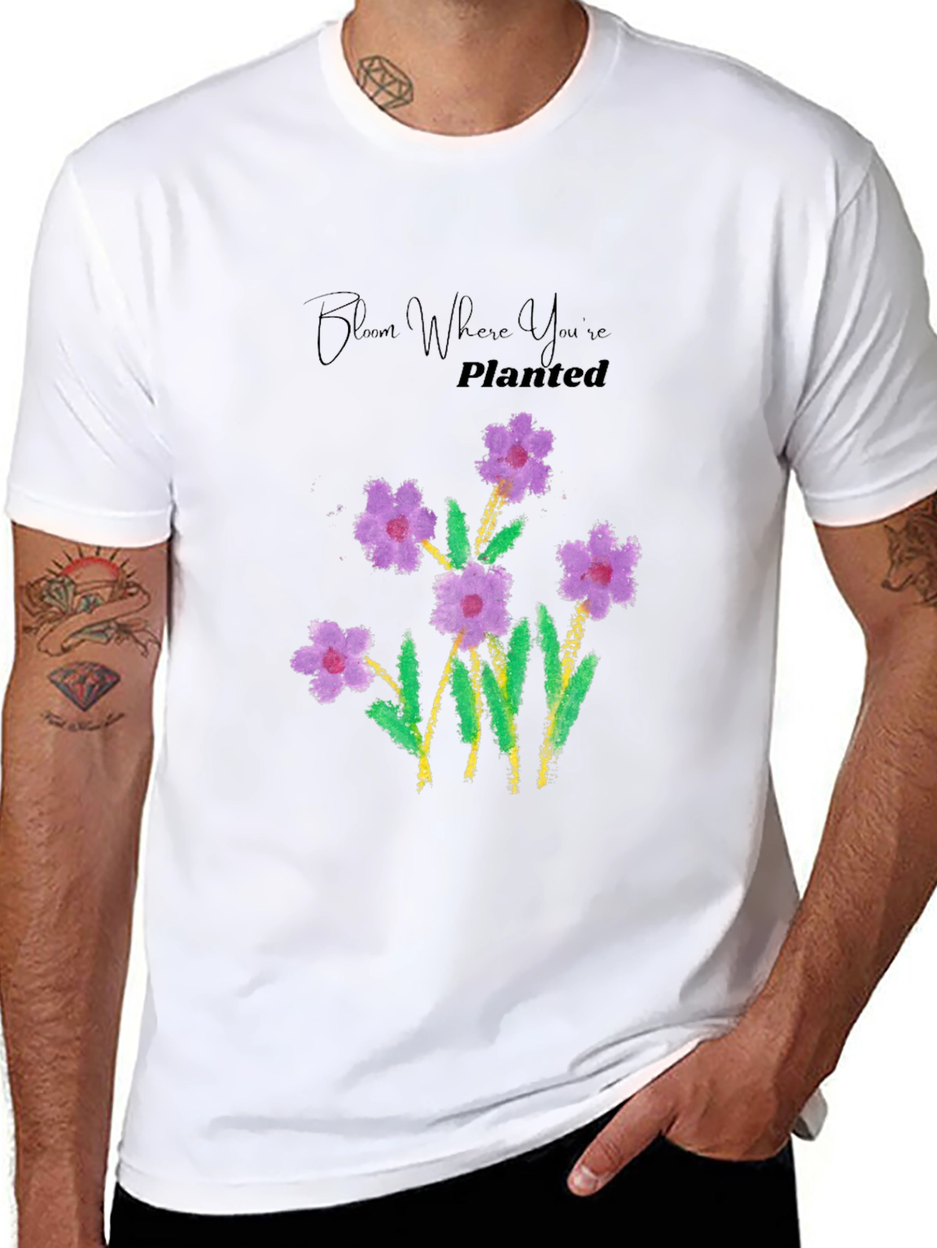 Bloom Where Youre Planted Black T-Shirt