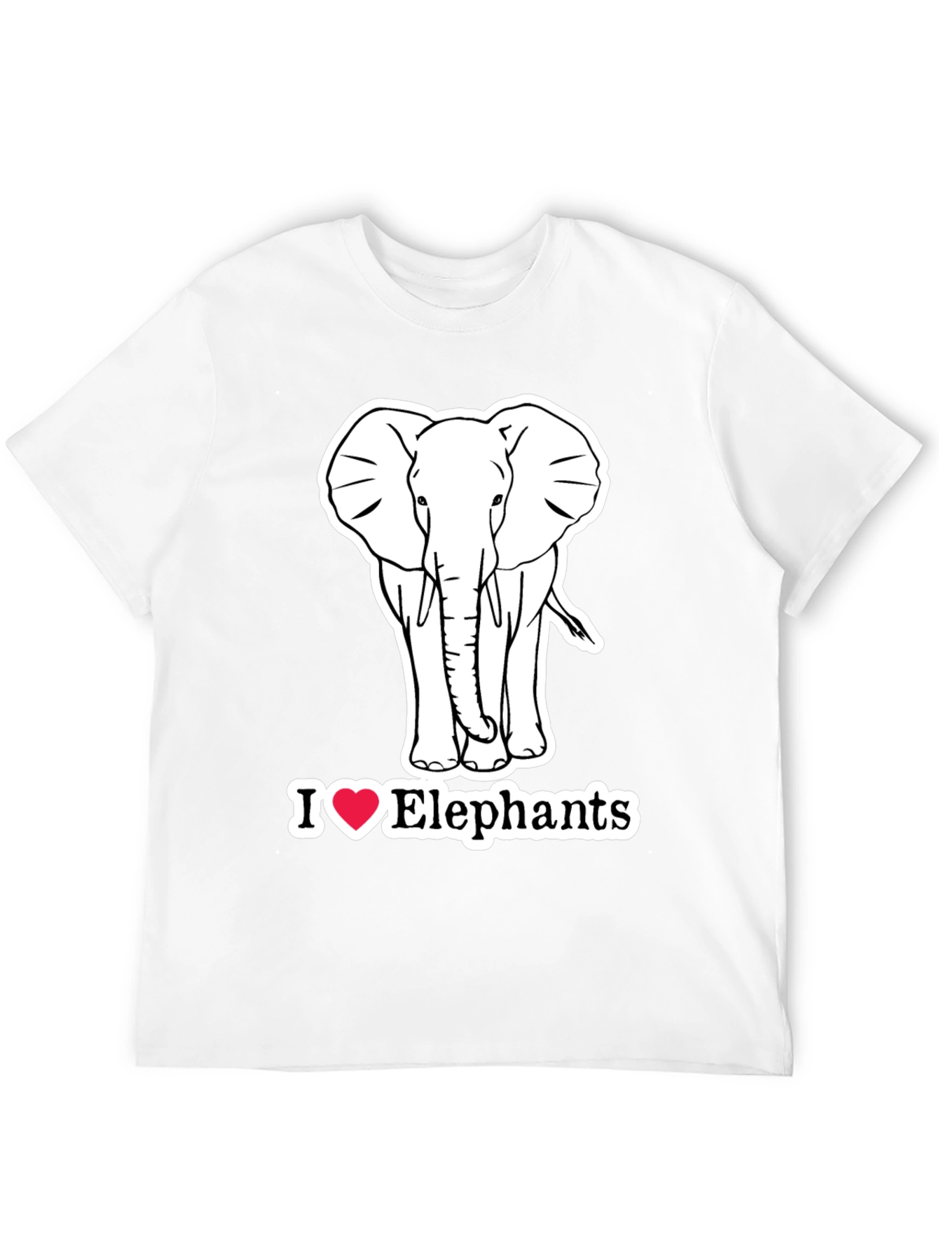 I Love Elephants Graphic T-Shirt - Black Cotton Tee