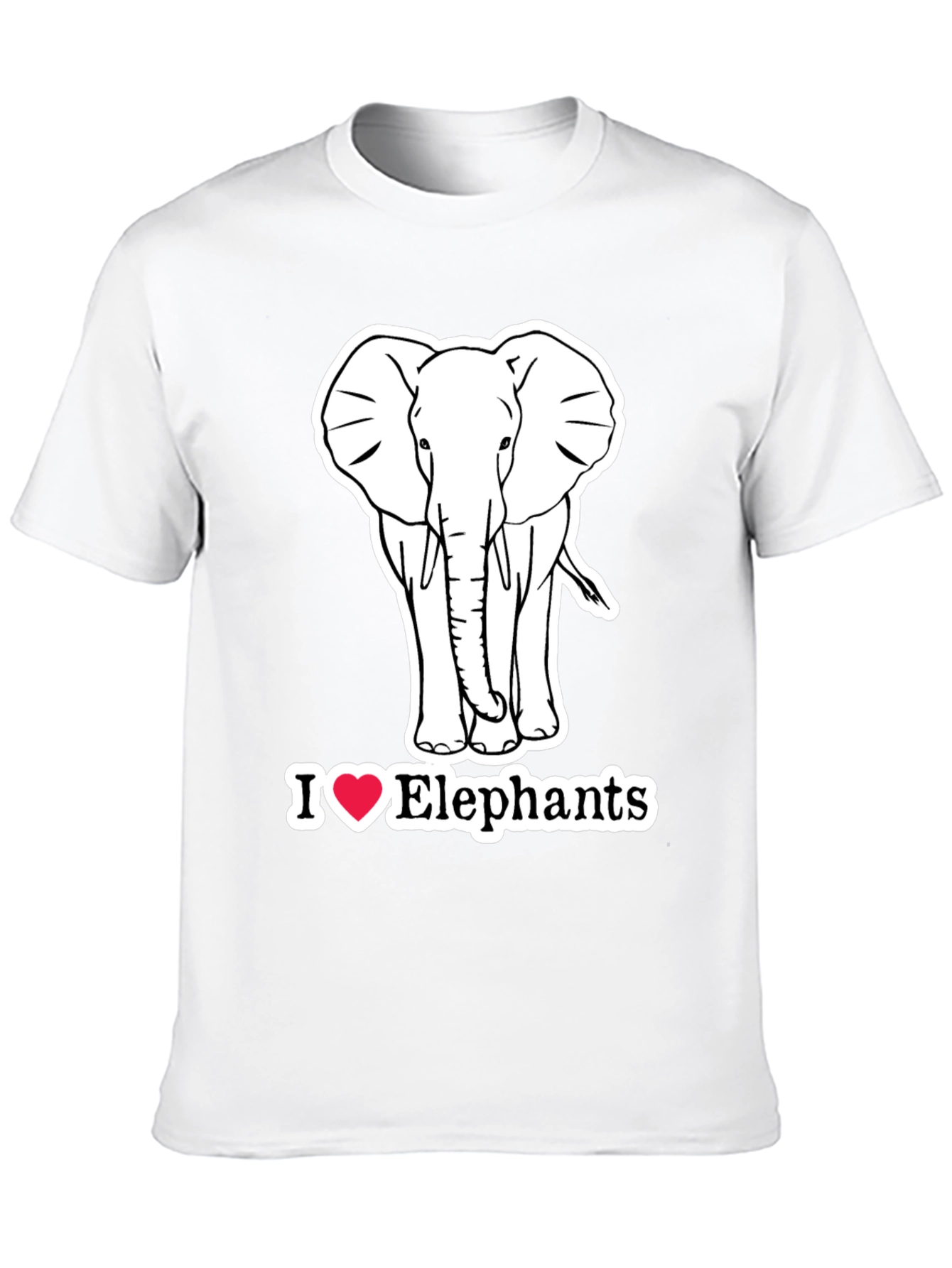 I Love Elephants Graphic T-Shirt - Black Cotton Tee