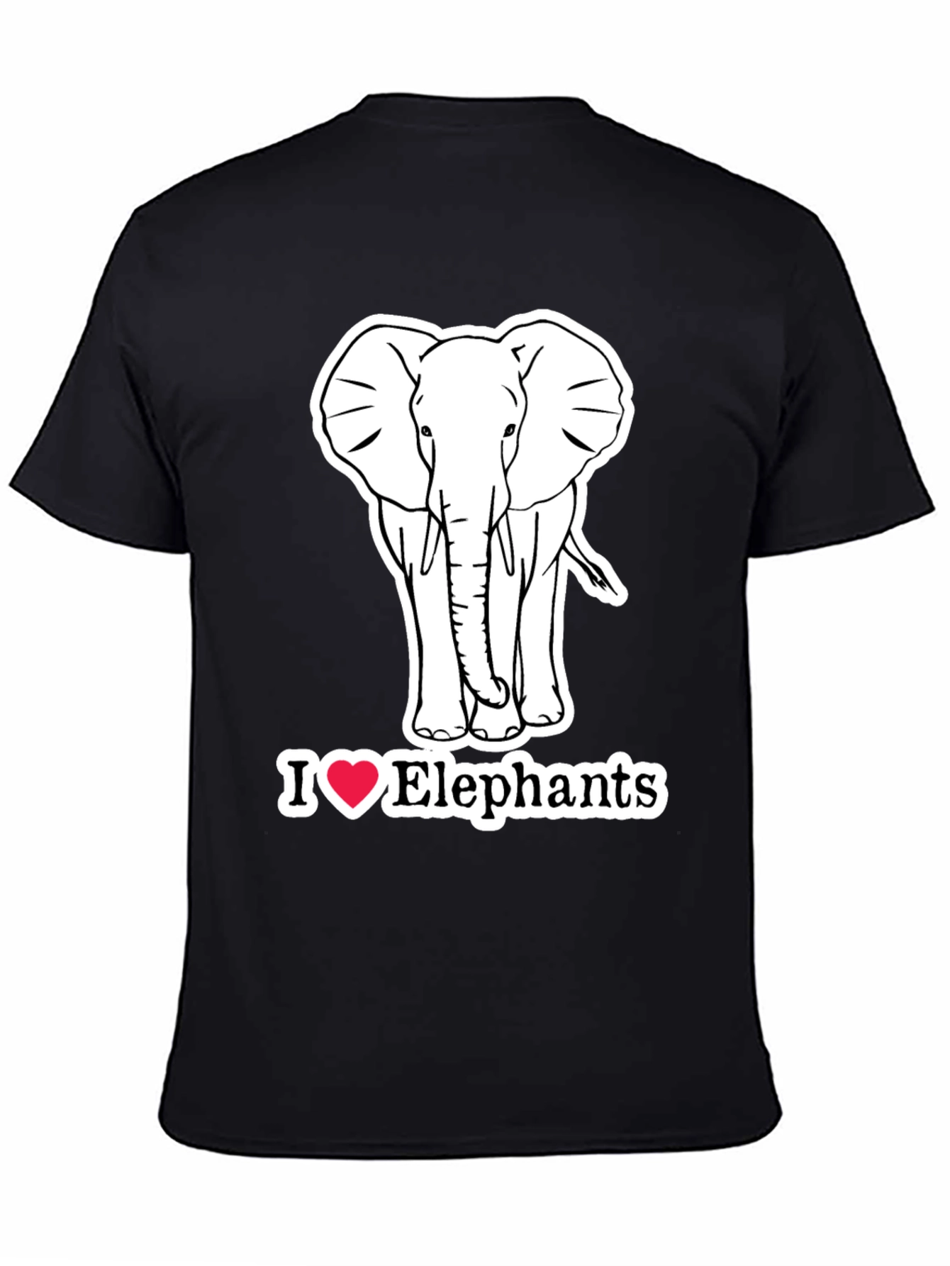 I Love Elephants Graphic T-Shirt - Black Cotton Tee