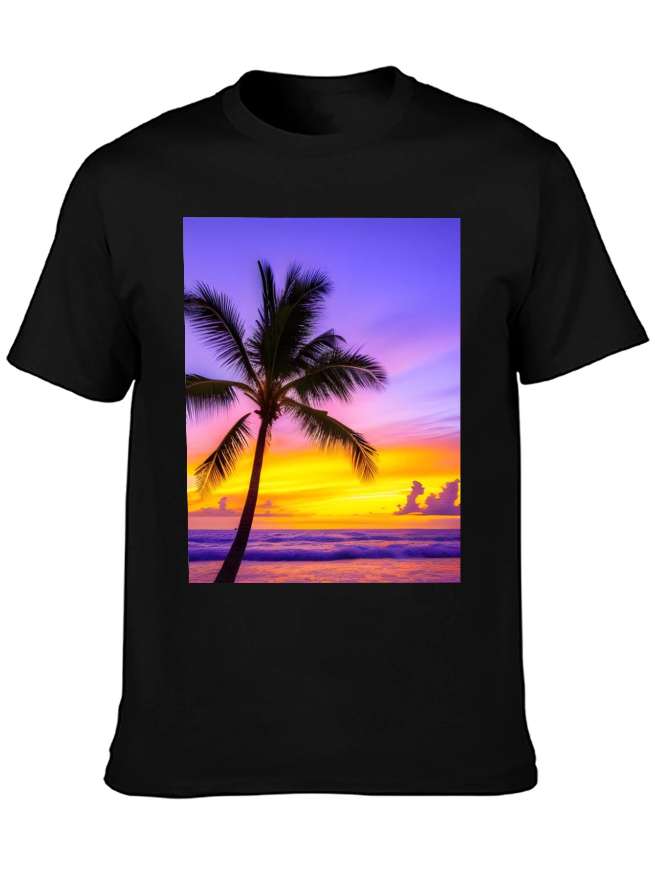 Tropical Sunset Palm Tree Graphic Tee