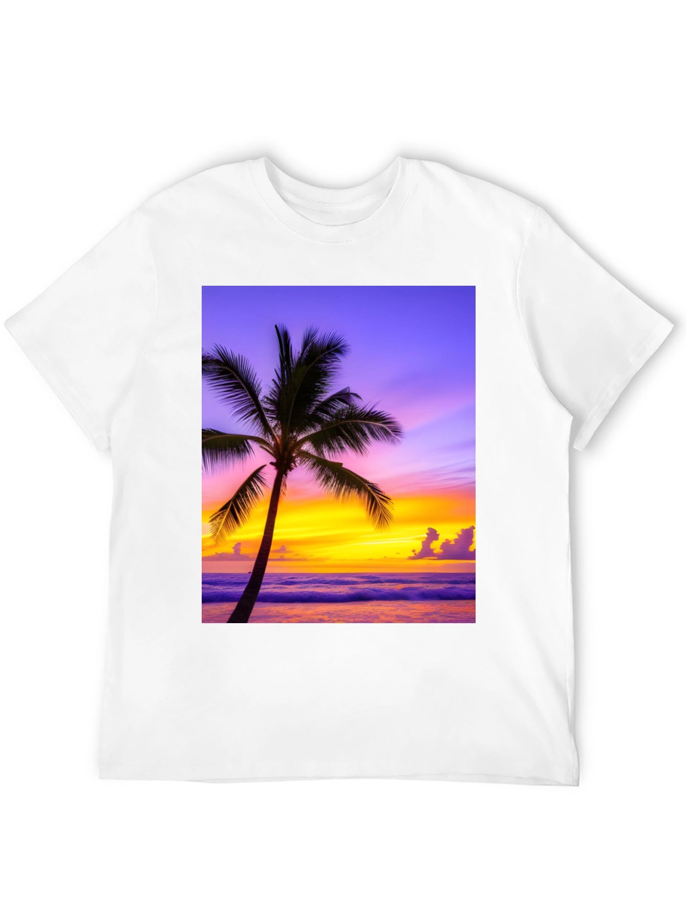 Tropical Sunset Palm Tree Graphic Tee