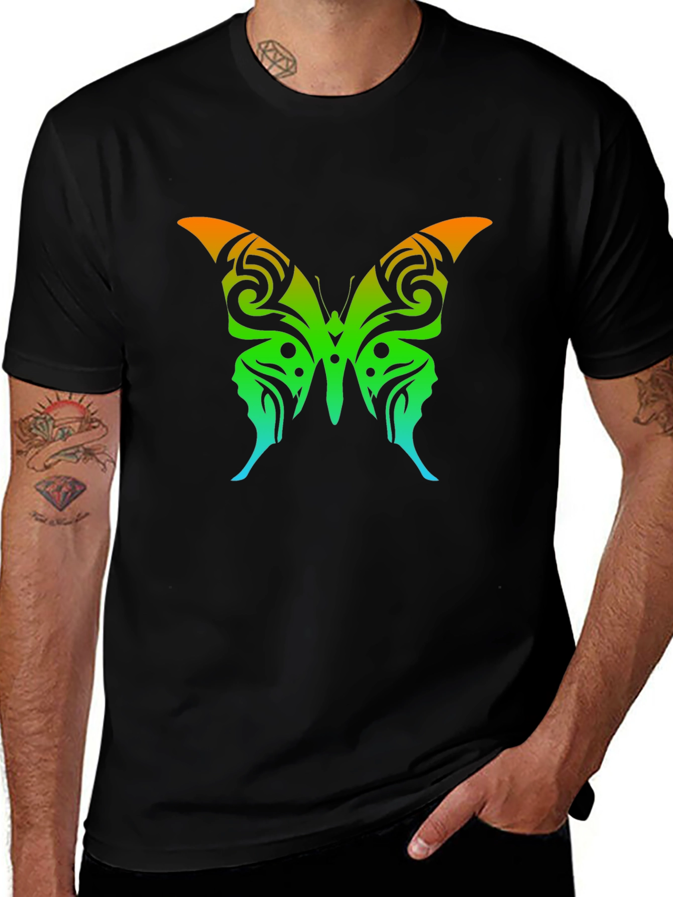 Butterfly Graphic Tee - Mens Black T-Shirt