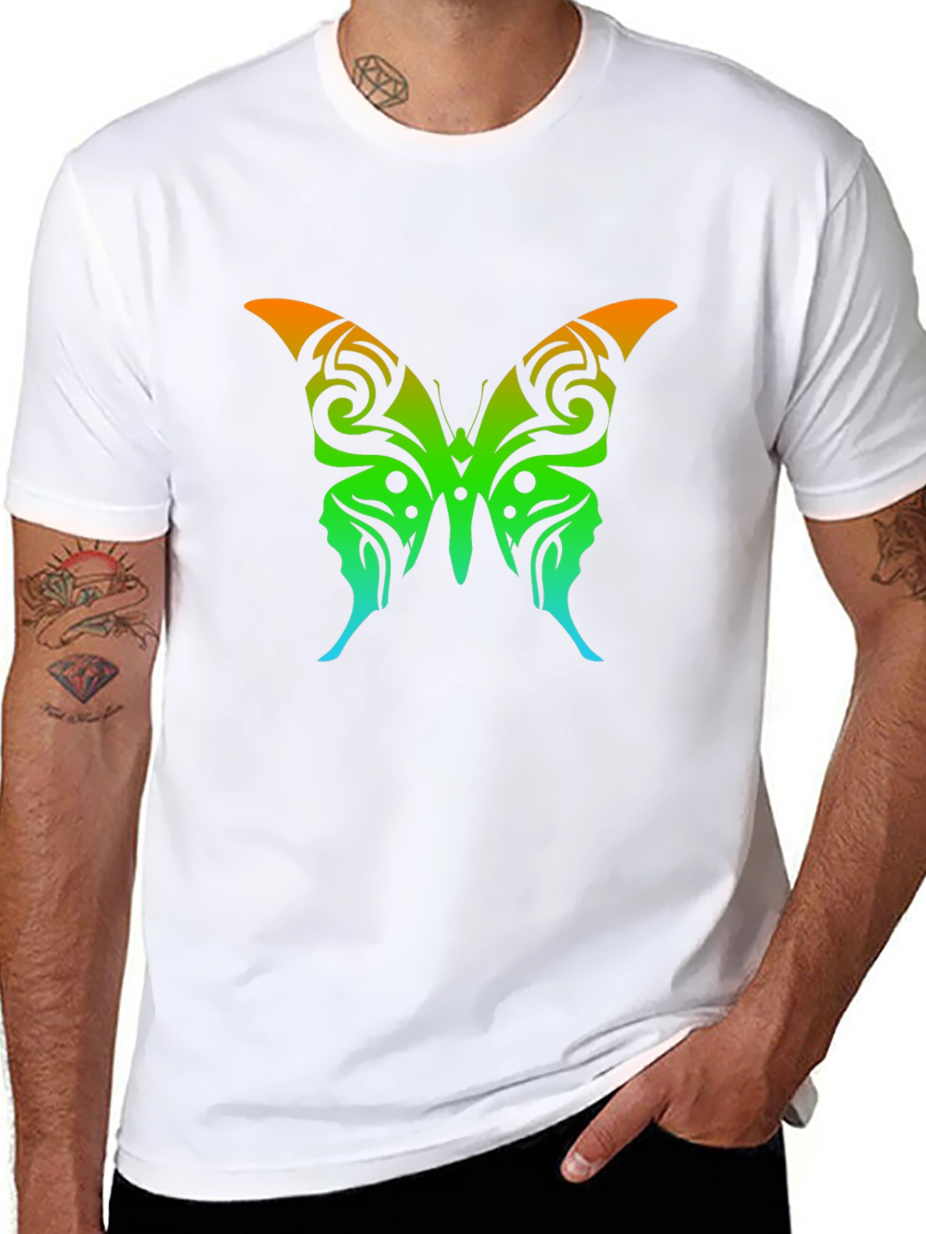 Butterfly Graphic Tee - Mens Black T-Shirt