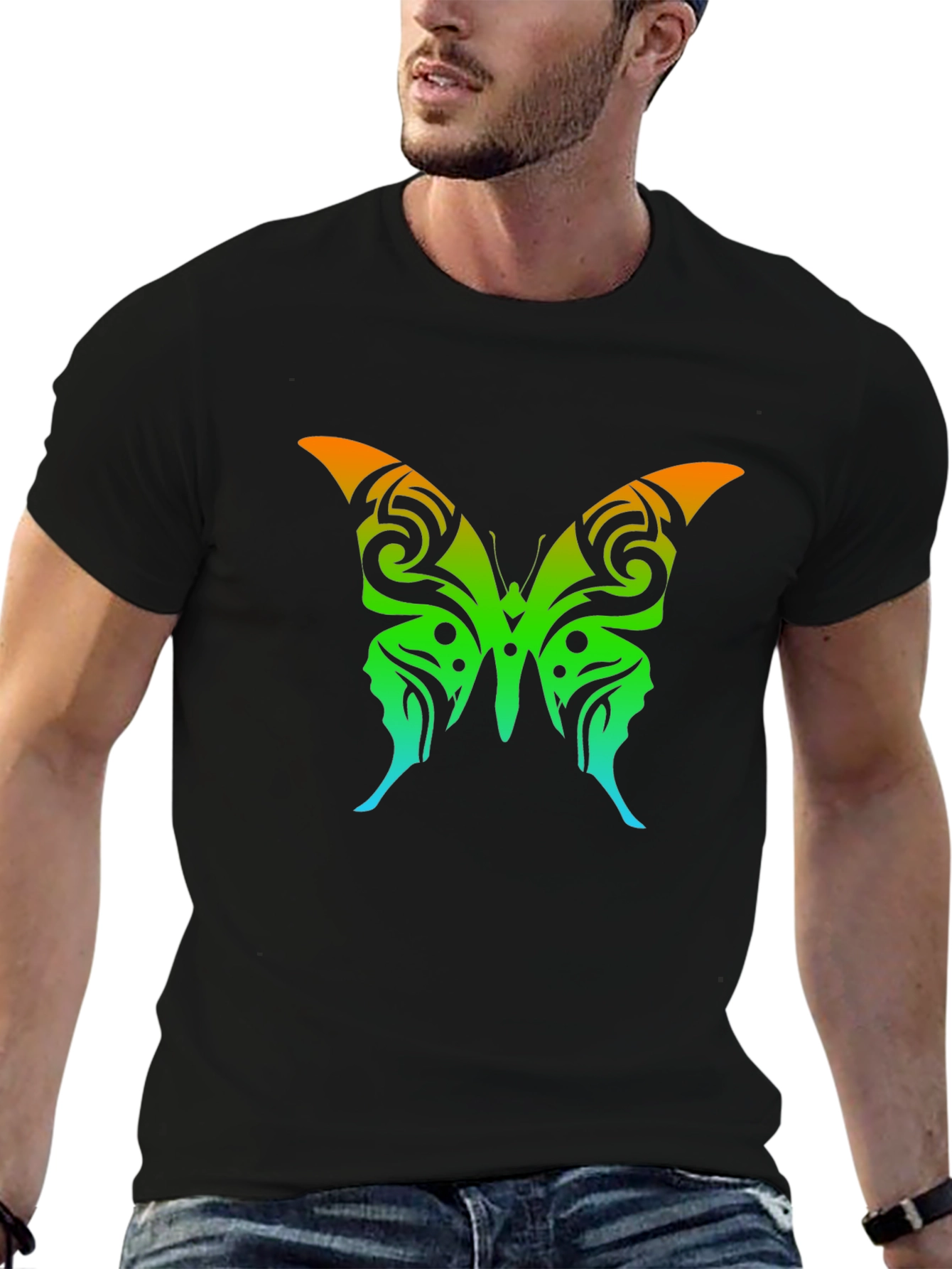 Butterfly Graphic Tee - Mens Black T-Shirt