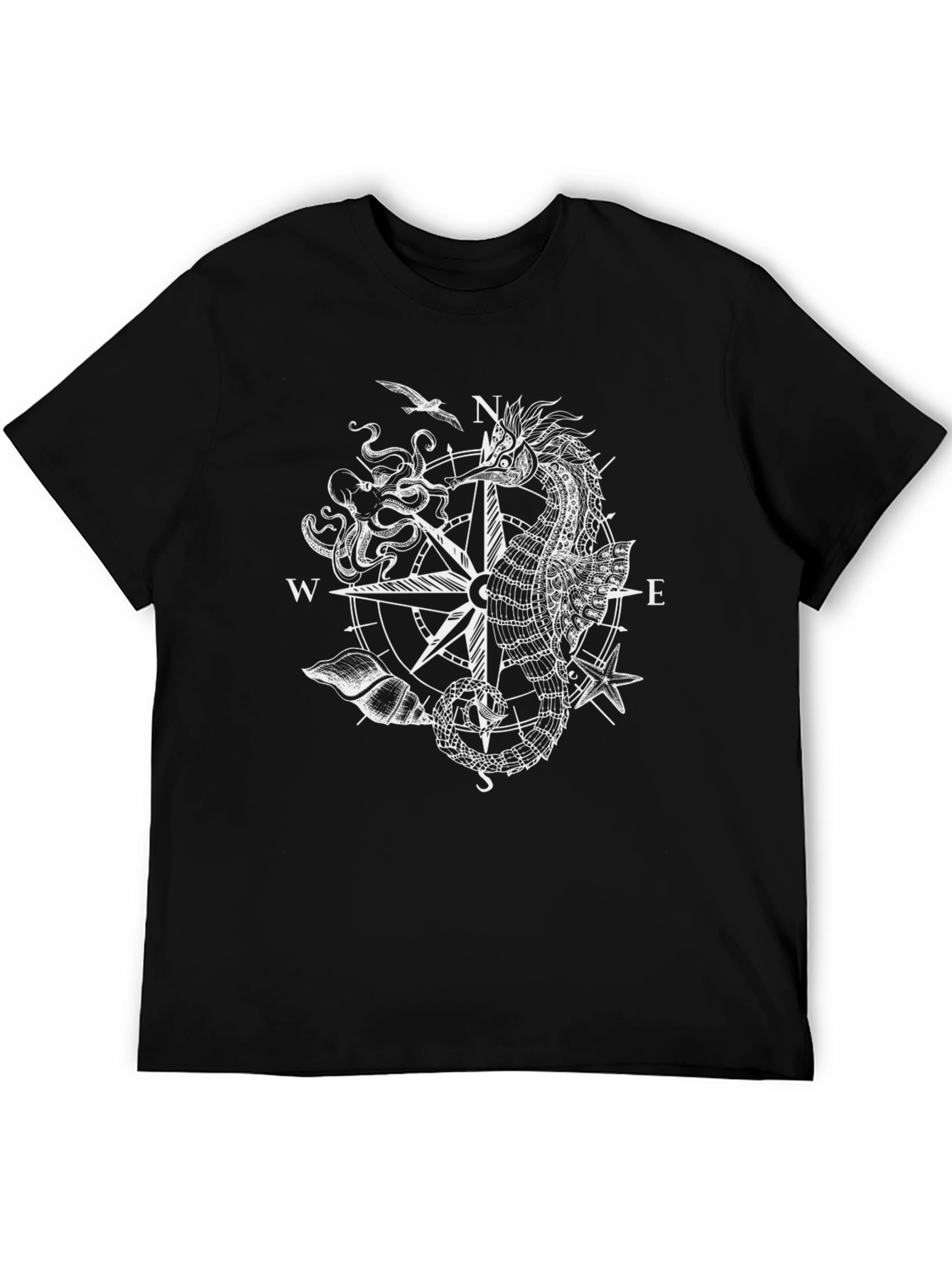 Nautical Seahorse Compass Graphic Tee