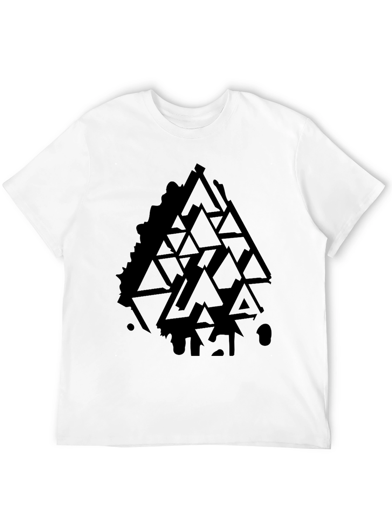 Geometric Triangle Graphic Black T-Shirt