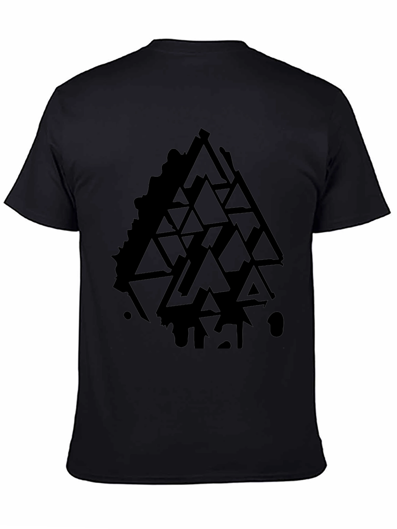 Geometric Triangle Graphic Black T-Shirt
