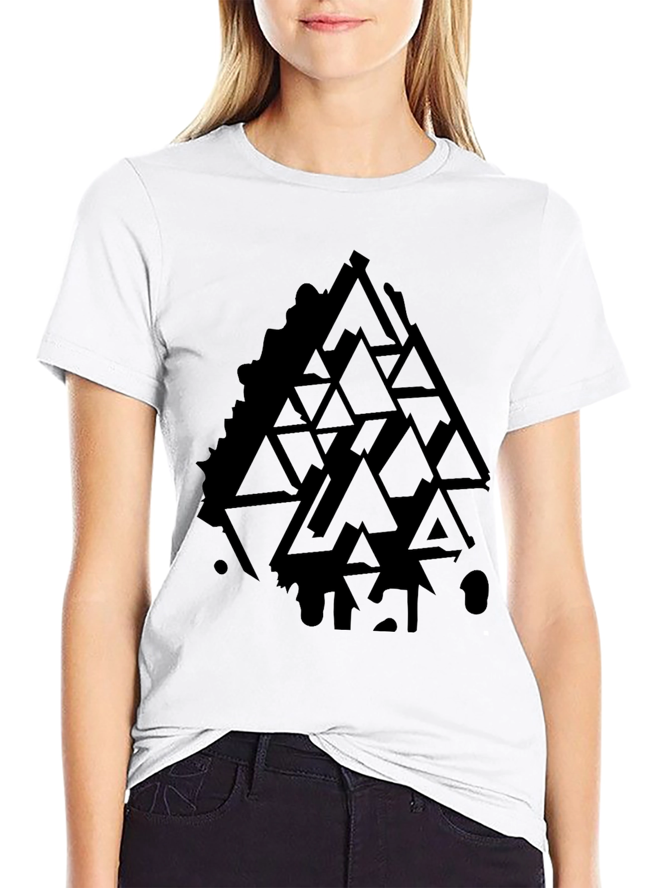 Geometric Triangle Graphic Black T-Shirt
