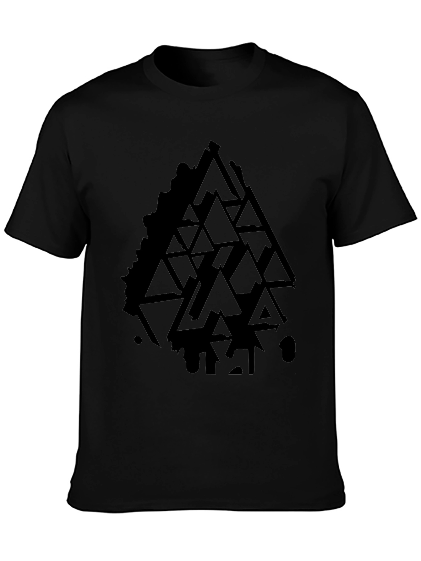 Geometric Triangle Graphic Black T-Shirt