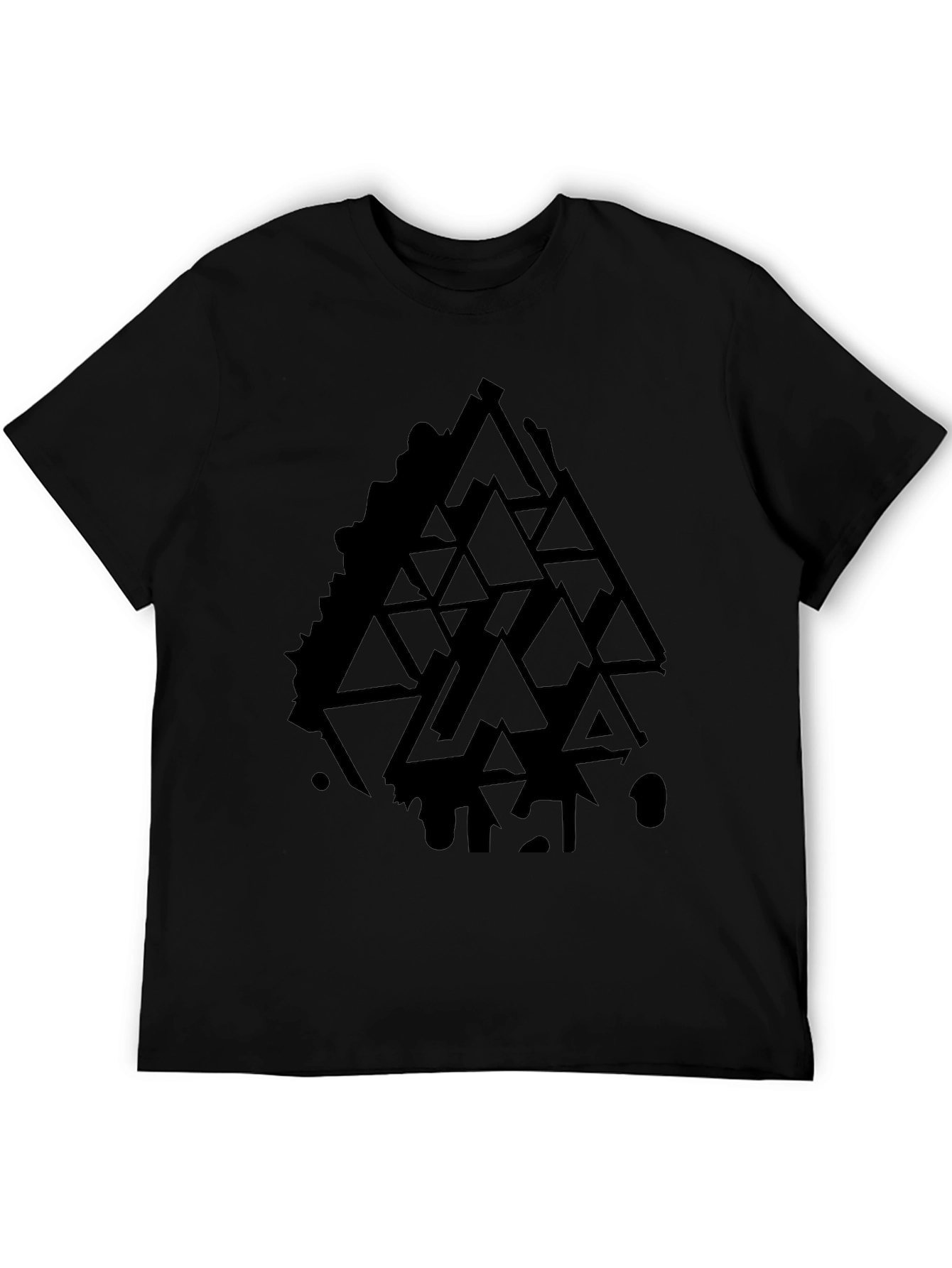Geometric Triangle Graphic Black T-Shirt