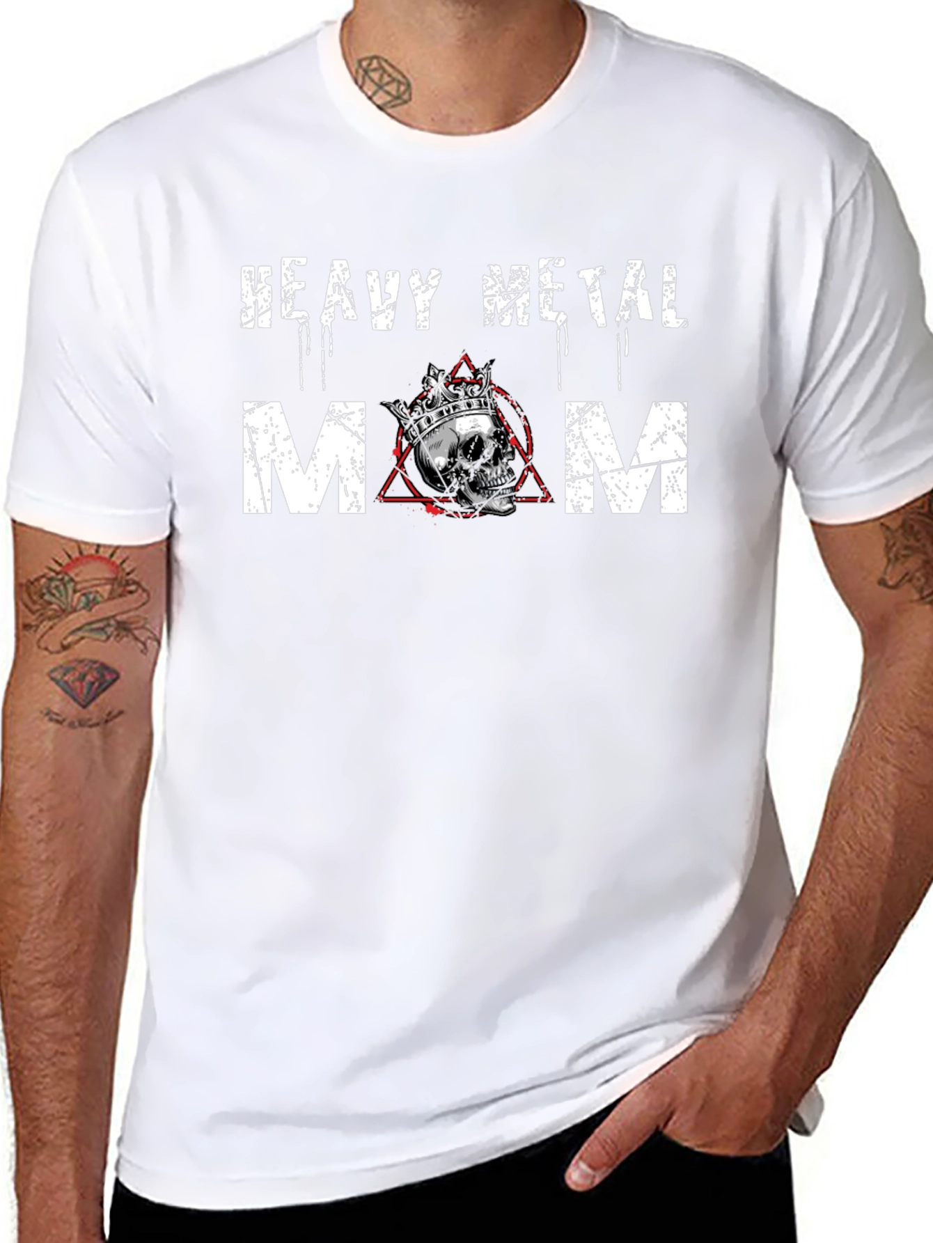 Heavy Metal Mom T-Shirt - Crowned Skull Graphic