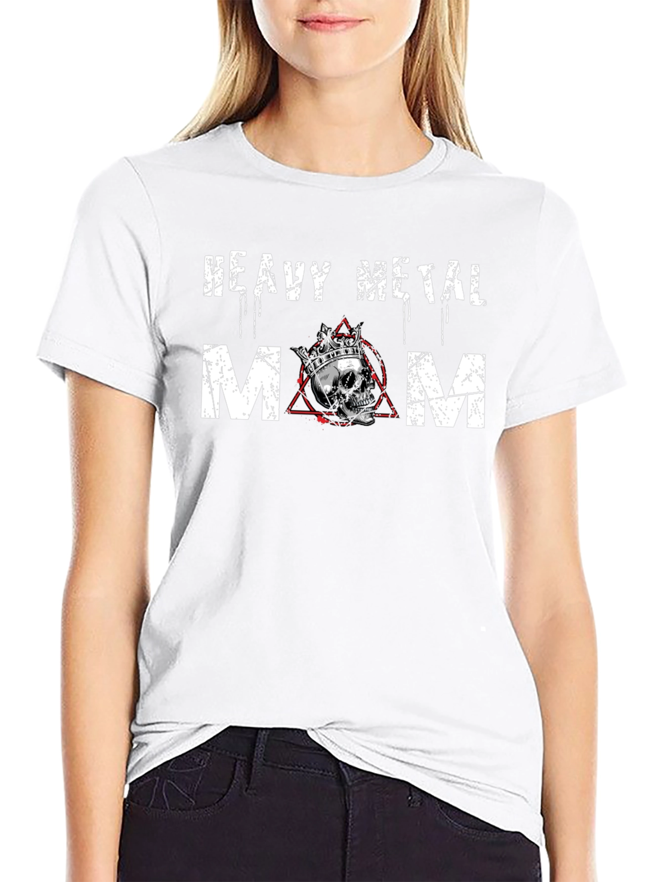 Heavy Metal Mom T-Shirt - Crowned Skull Graphic