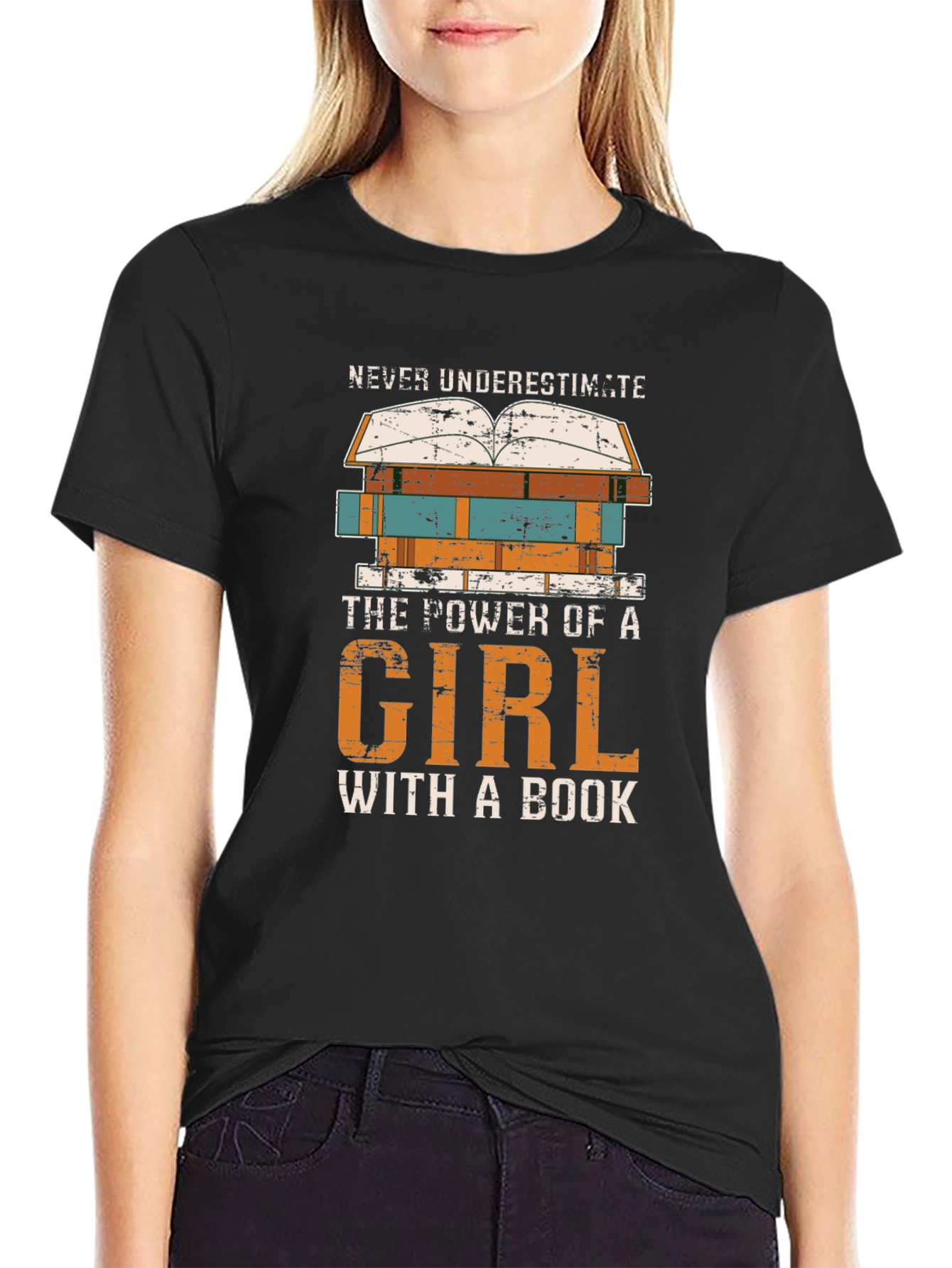 Never Underestimate Girl Book T-Shirt