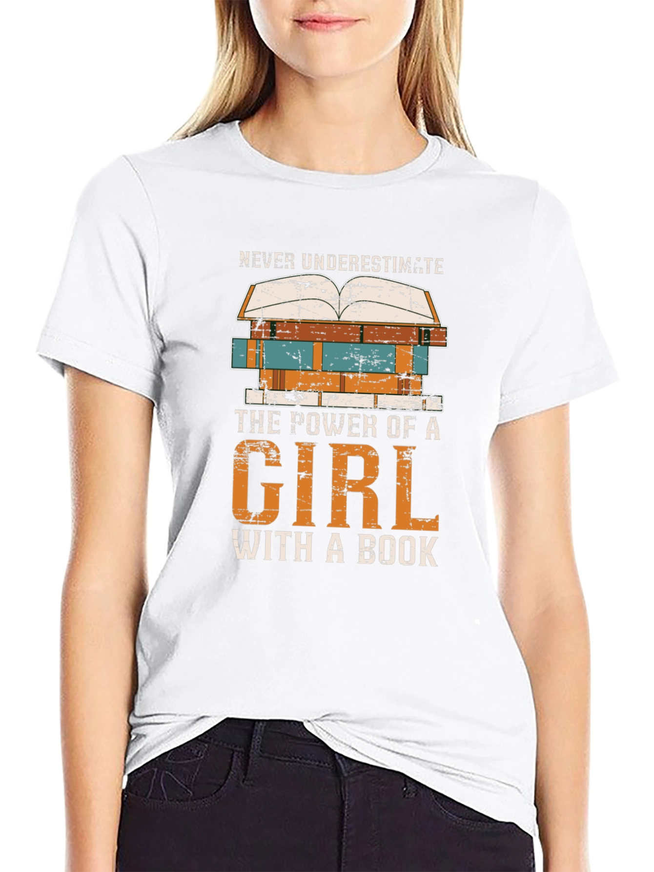 Never Underestimate Girl Book T-Shirt