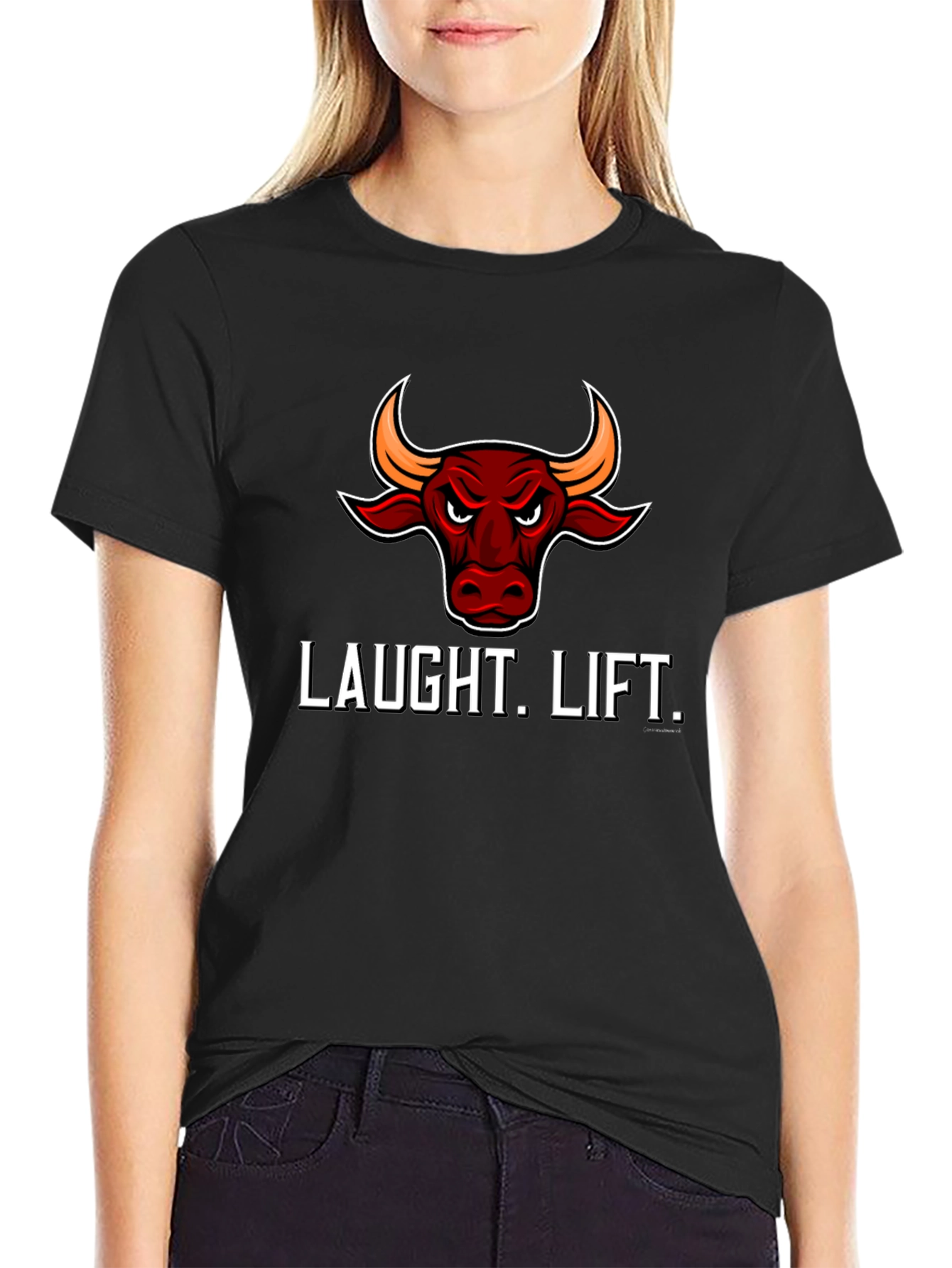 Laught Lift Bull Graphic Tee - Black