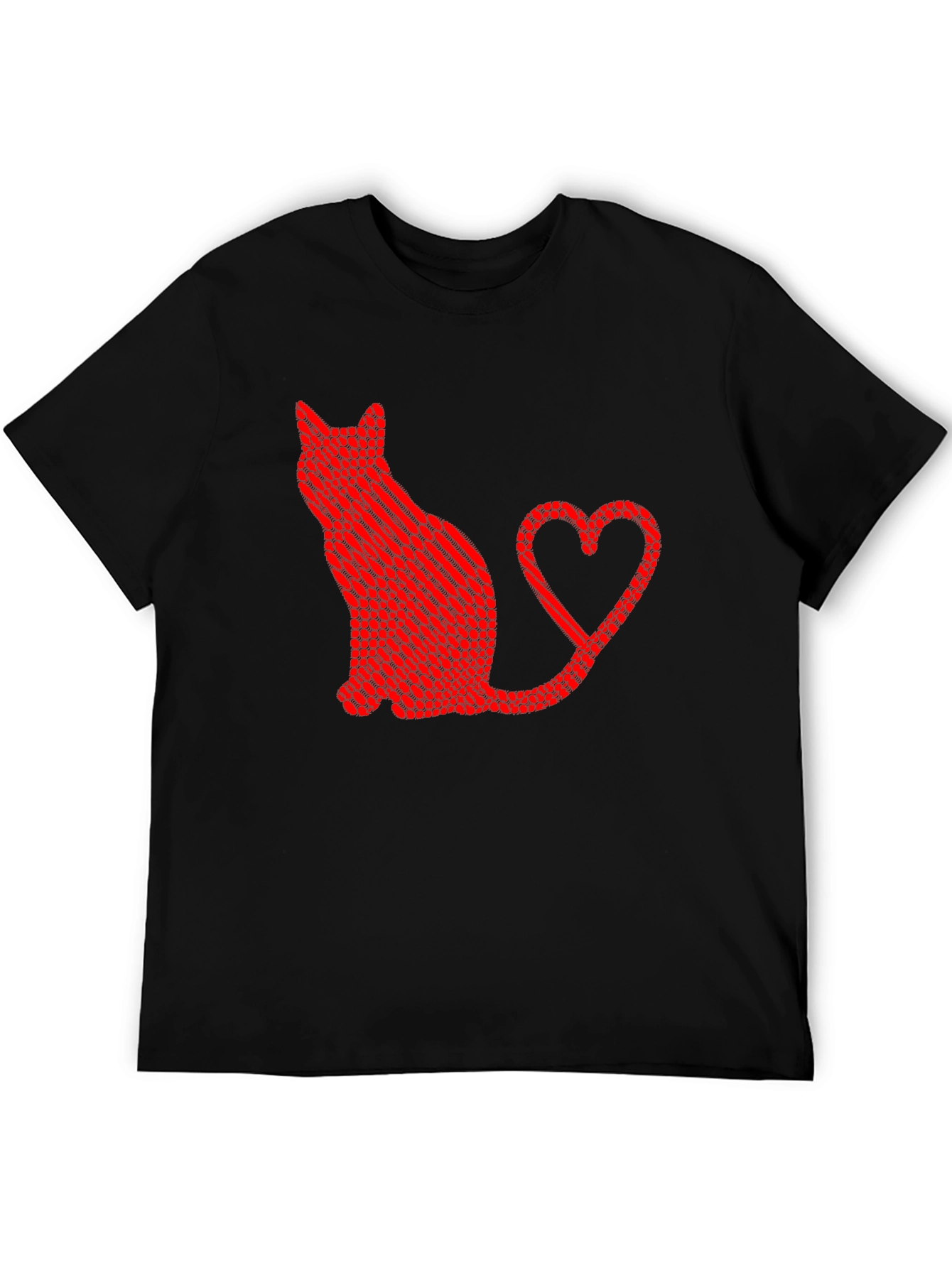 Cat Heart Tail Graphic T-Shirt - Black