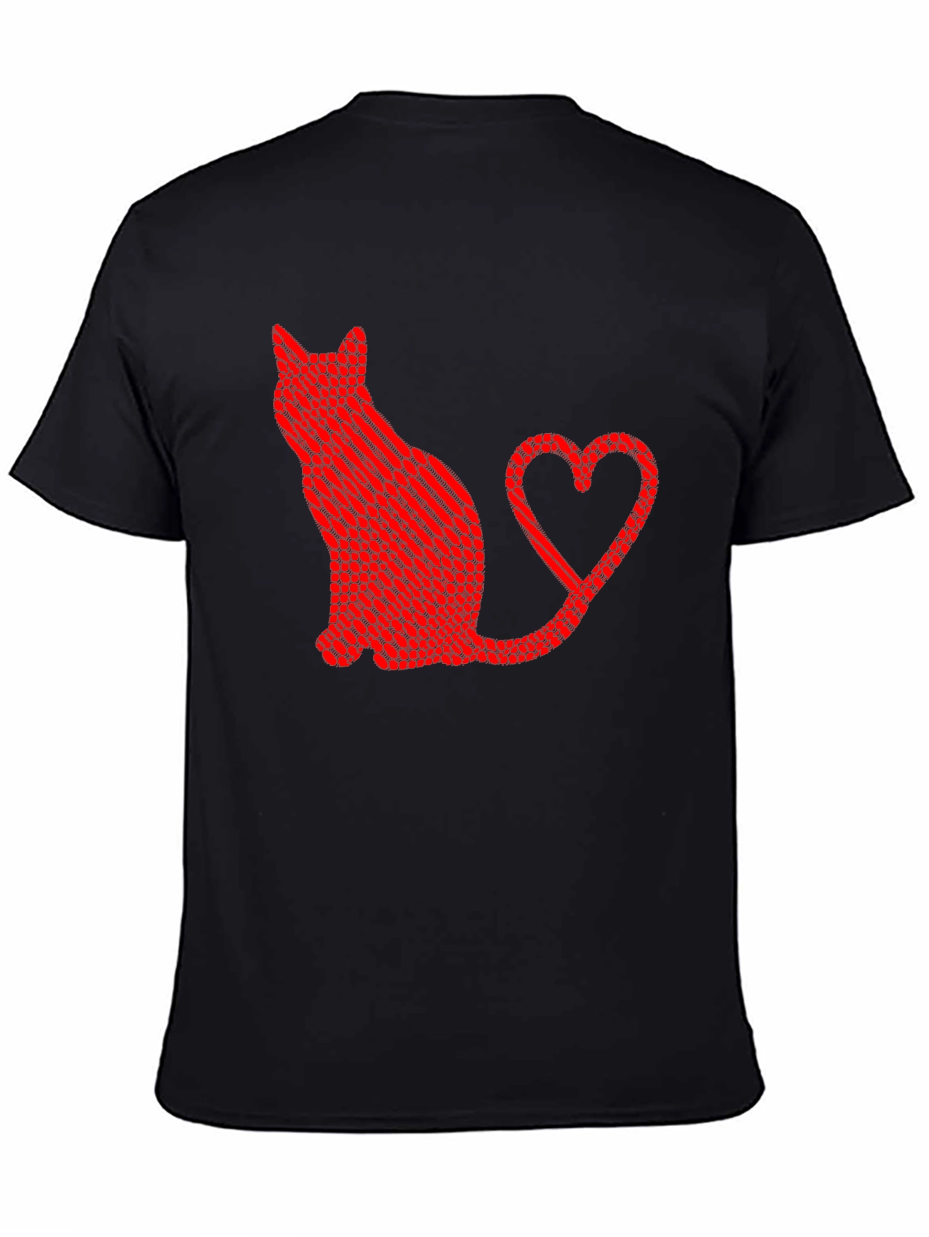Cat Heart Tail Graphic T-Shirt - Black