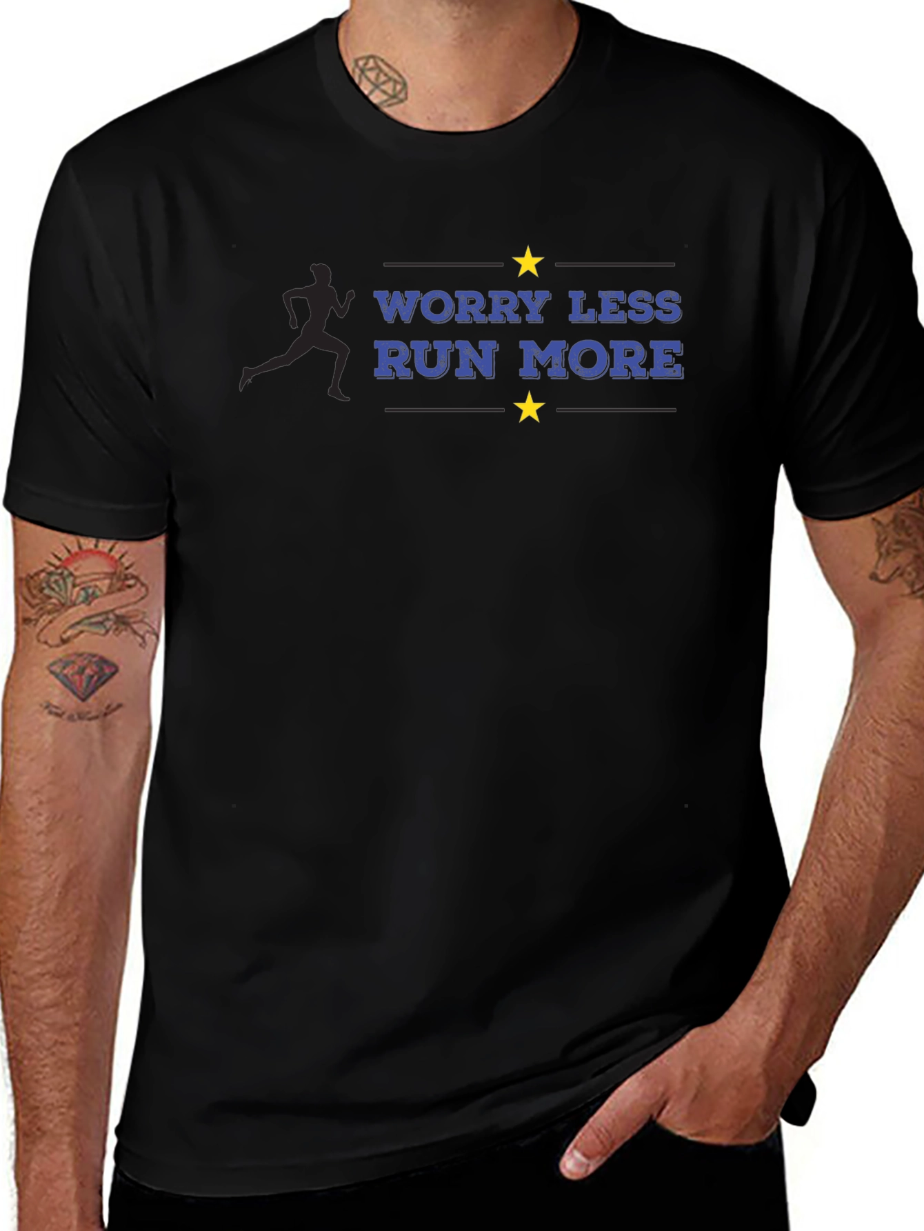 Worry Less Run More T-Shirt - Black