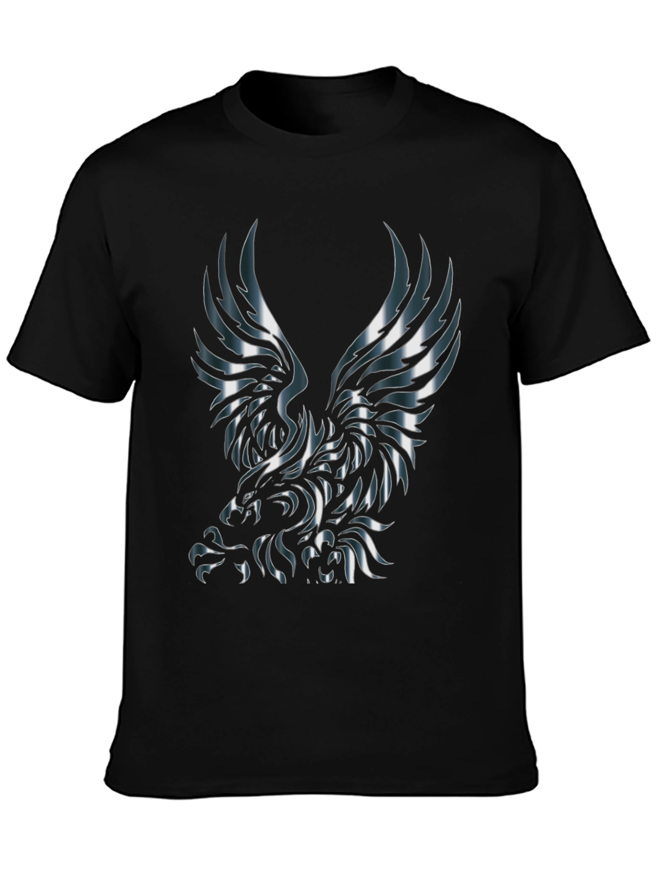 Metallic Eagle Graphic Black T-Shirt