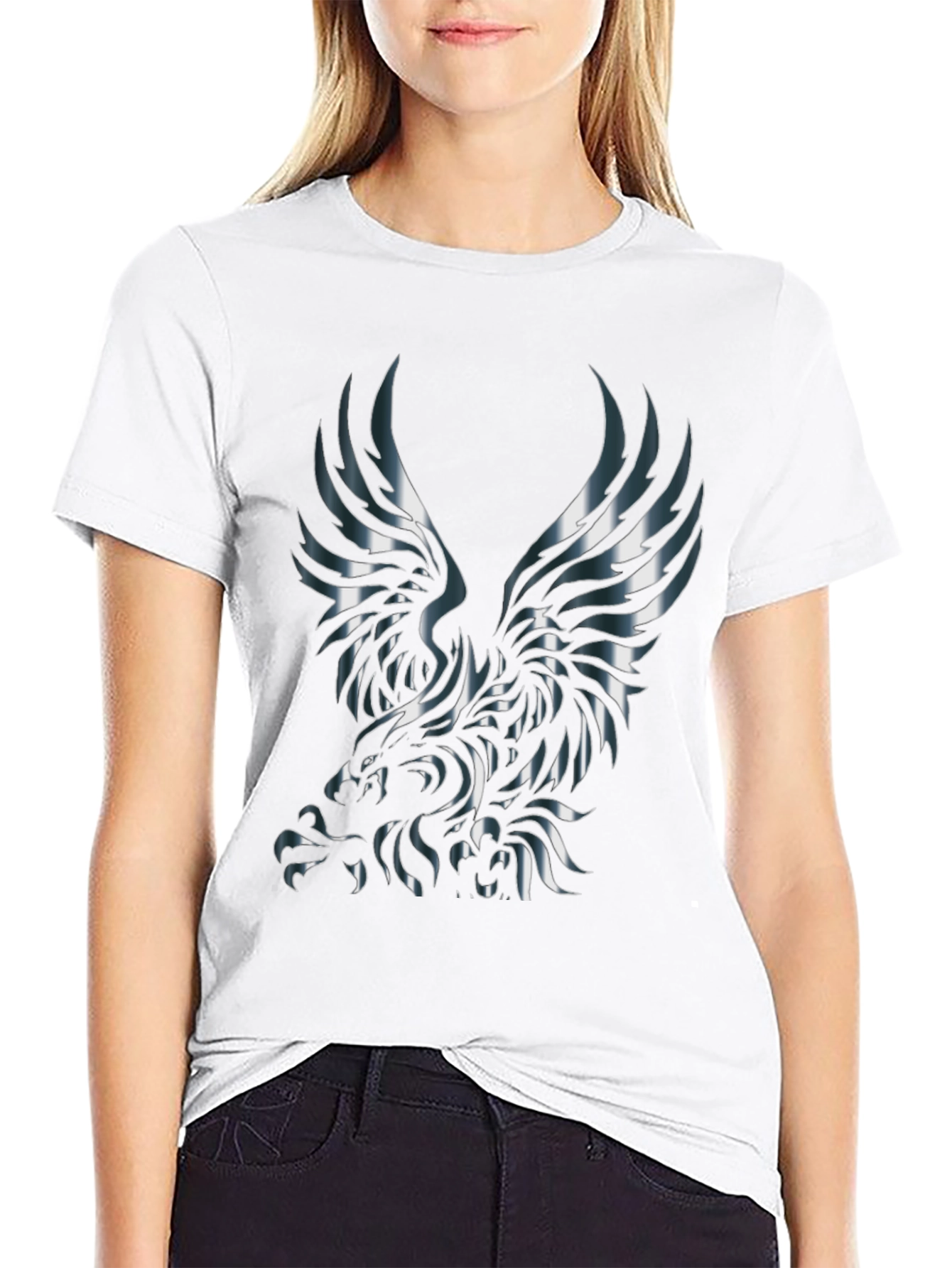 Metallic Eagle Graphic Black T-Shirt
