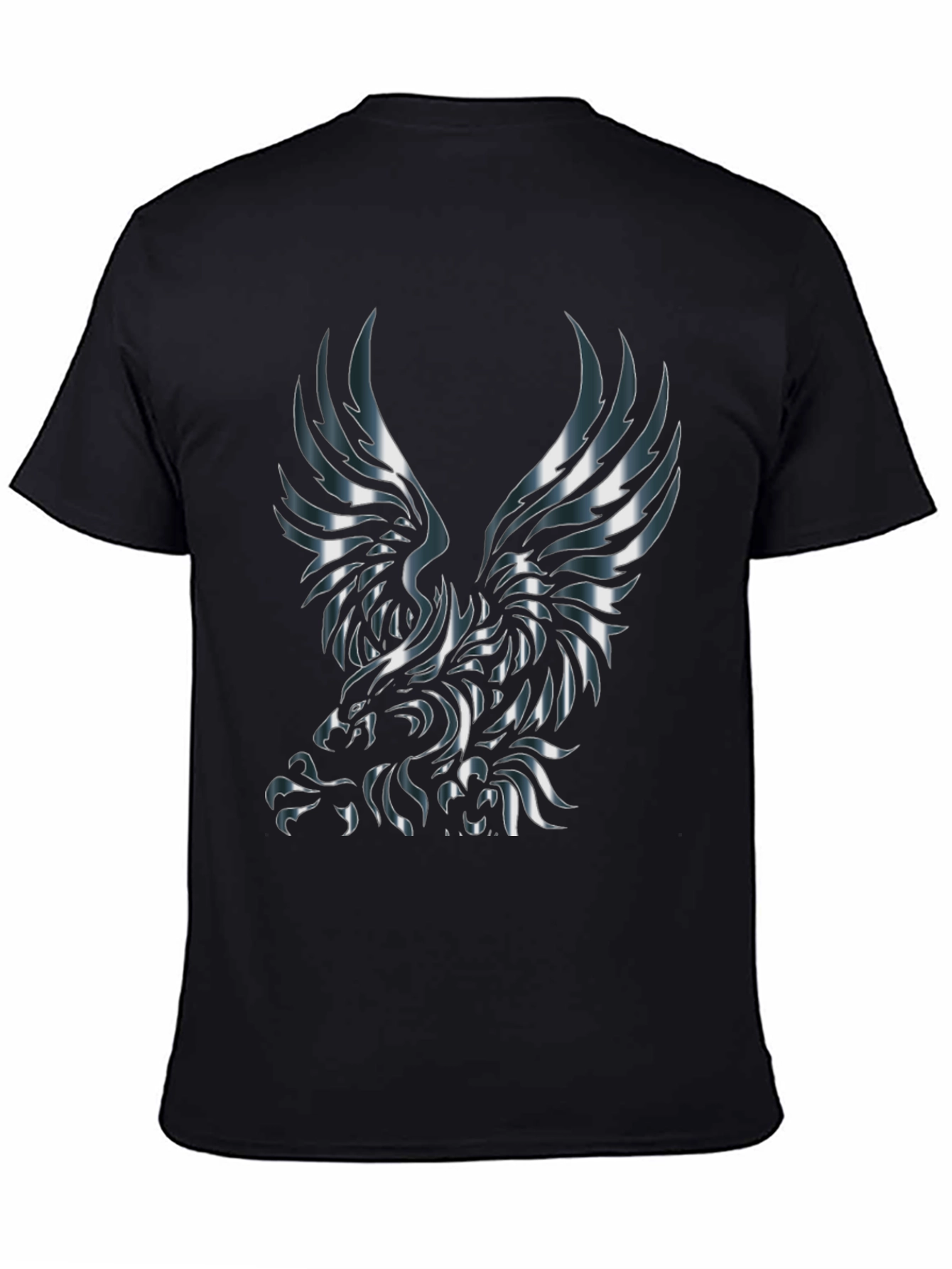 Metallic Eagle Graphic Black T-Shirt