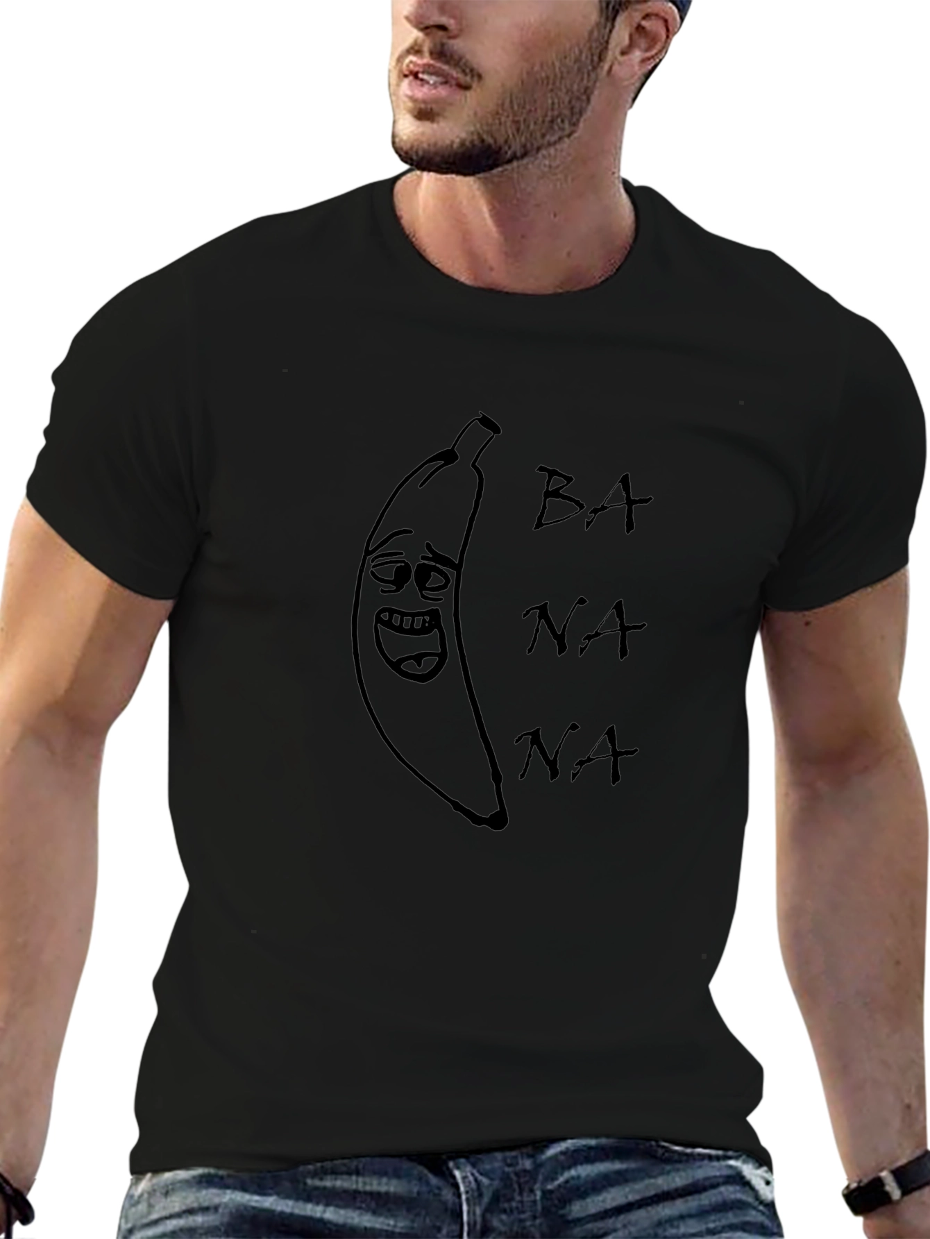 Funny Banana Graphic Black T-Shirt