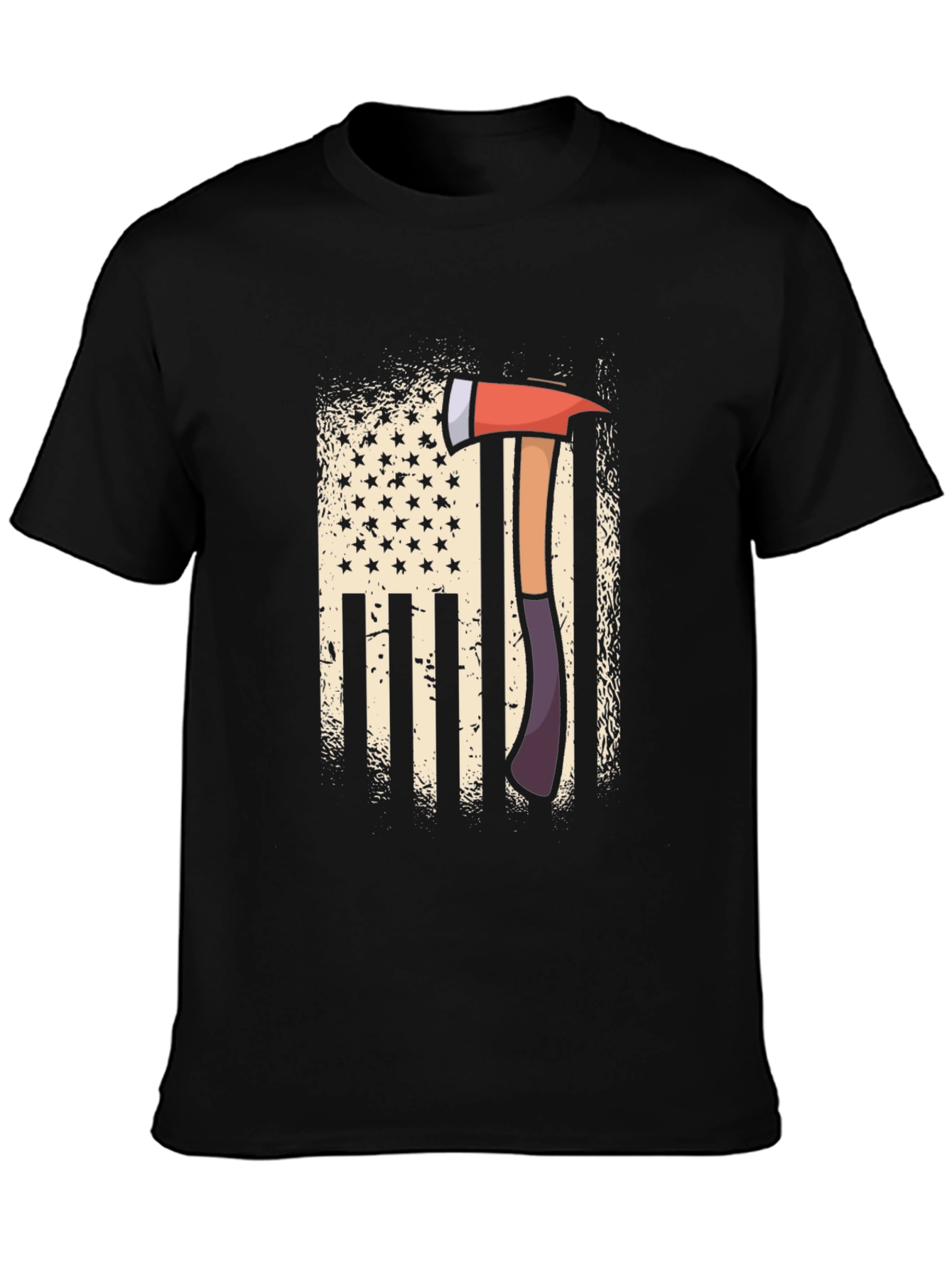 Firefighter Axe American Flag Patriotic T-Shirt