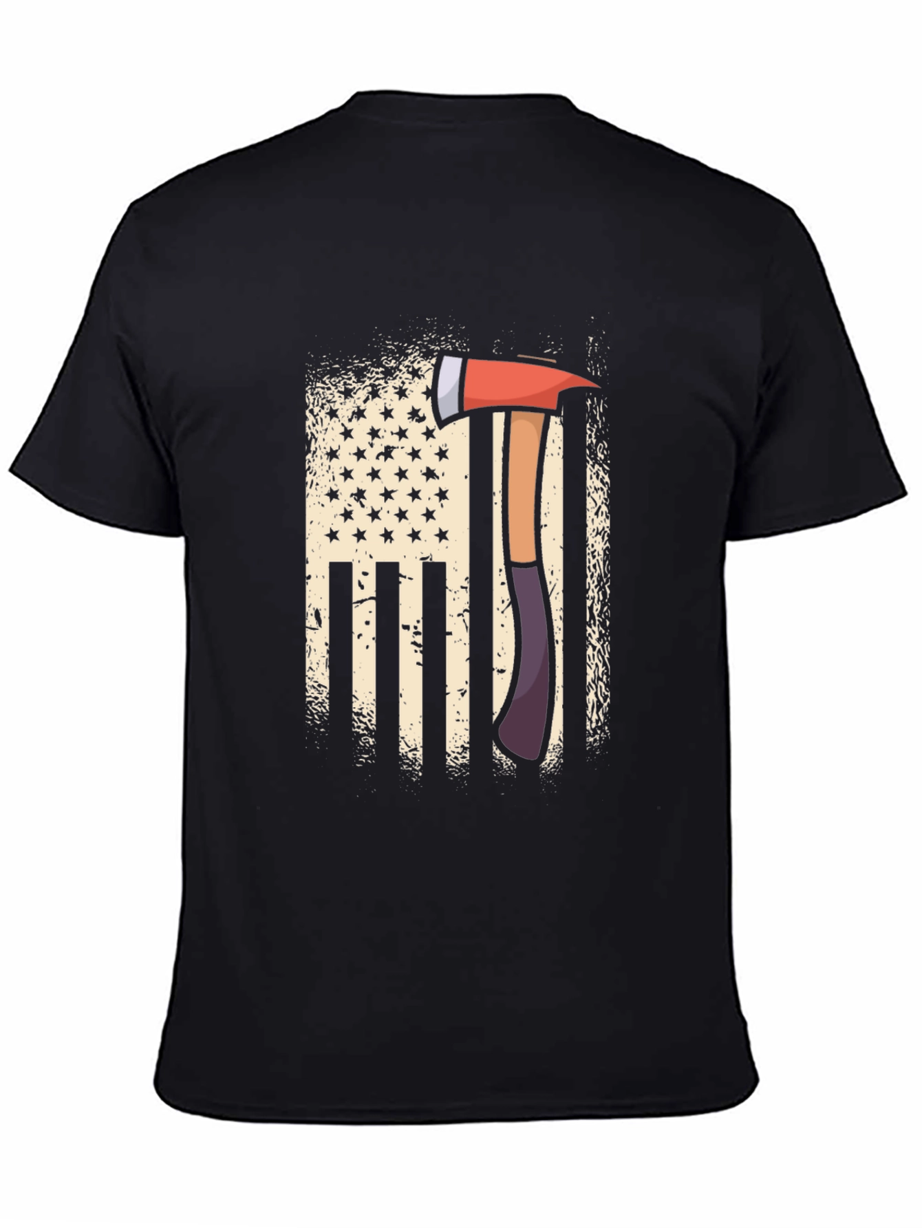 Firefighter Axe American Flag Patriotic T-Shirt