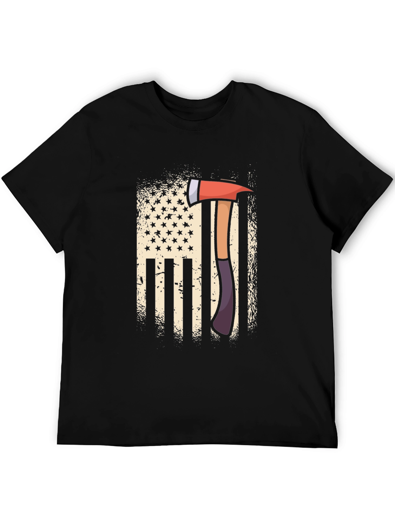 Firefighter Axe American Flag Patriotic T-Shirt