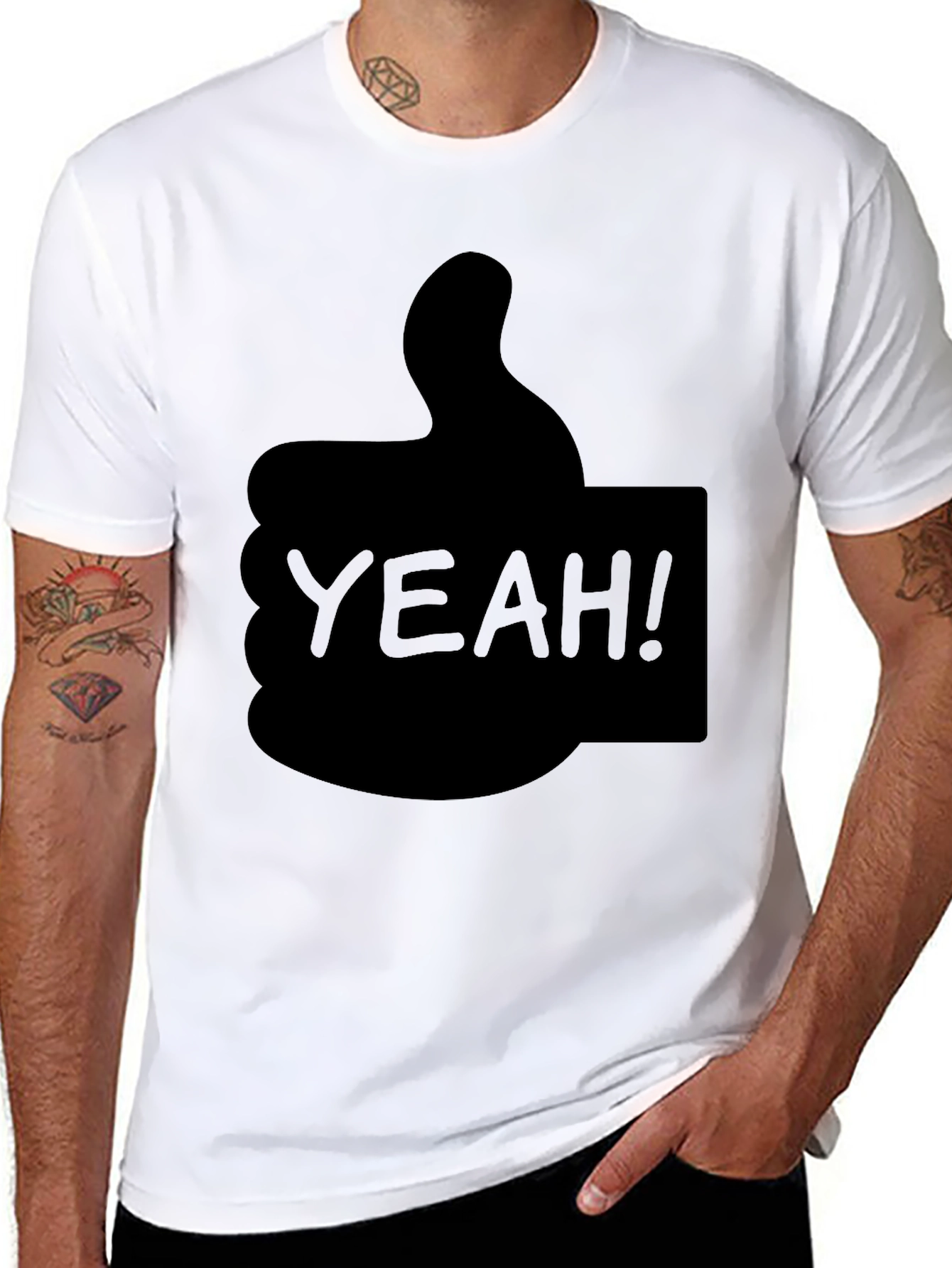 Yeah! Thumbs Up Graphic T-Shirt - Cool Casual Tee