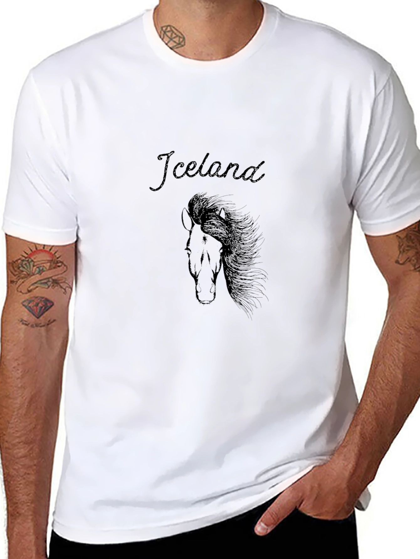Iceland Horse Graphic Tee - Stylish Black T-Shirt