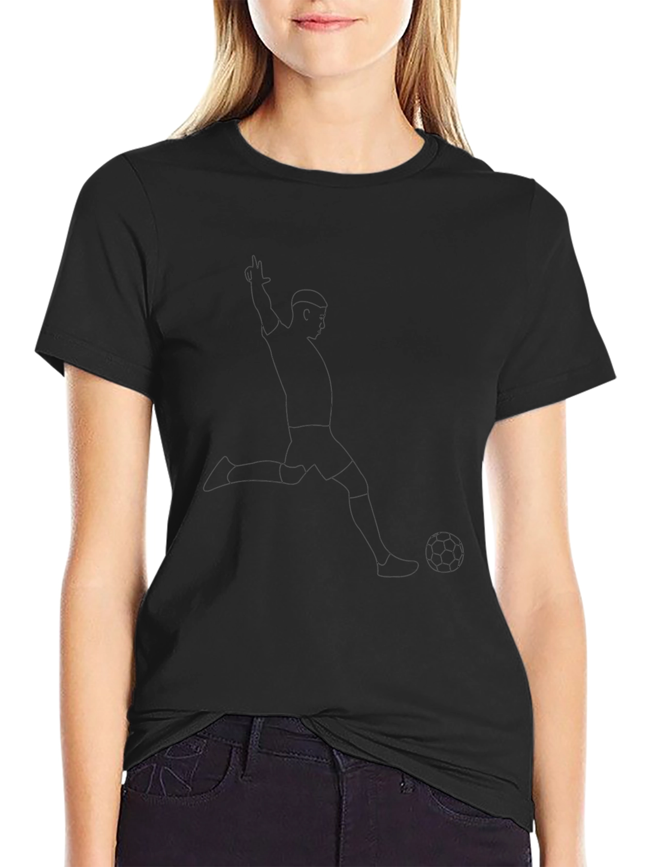 Soccer Player Graphic Tee - Black