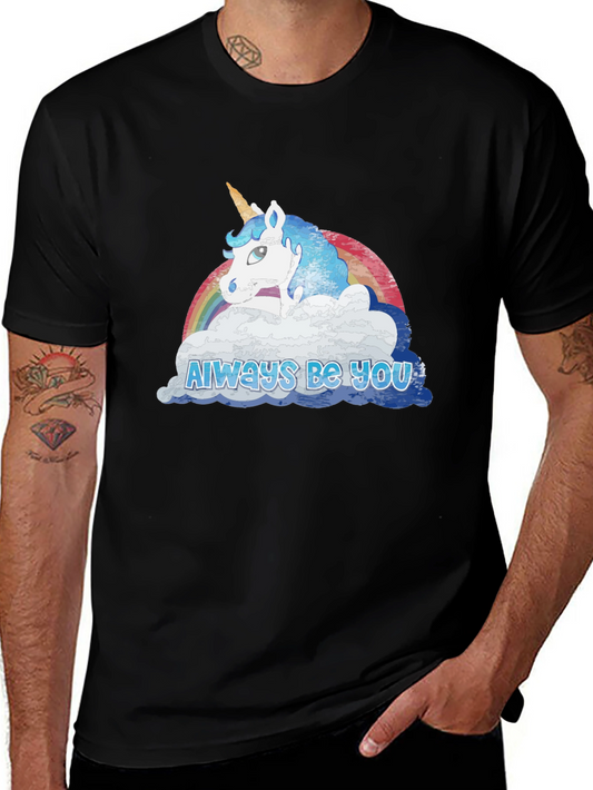 Always Be You Unicorn Graphic Tee - Mens Black T-Shirt
