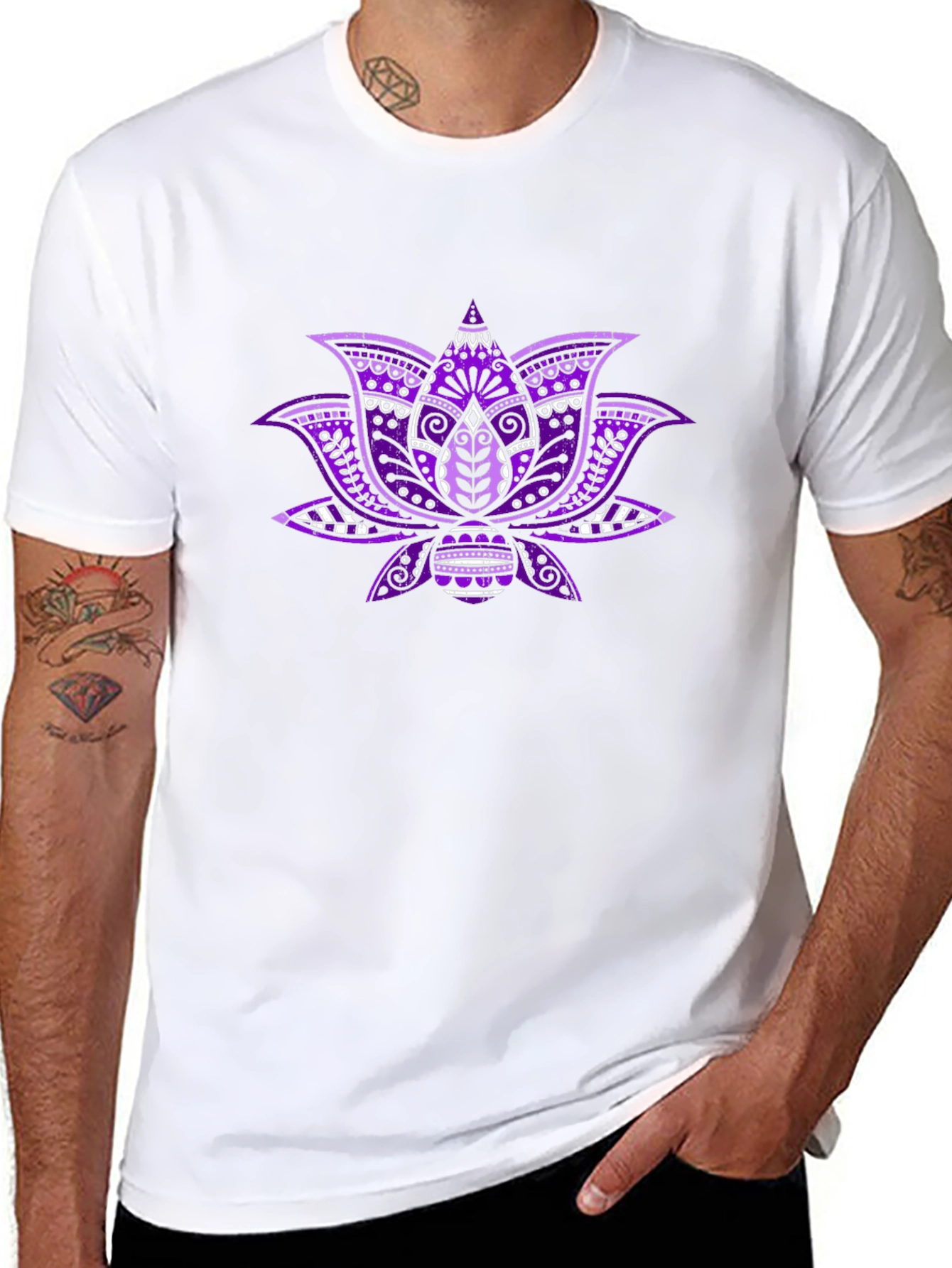Lotus Flower Graphic Black T-Shirt