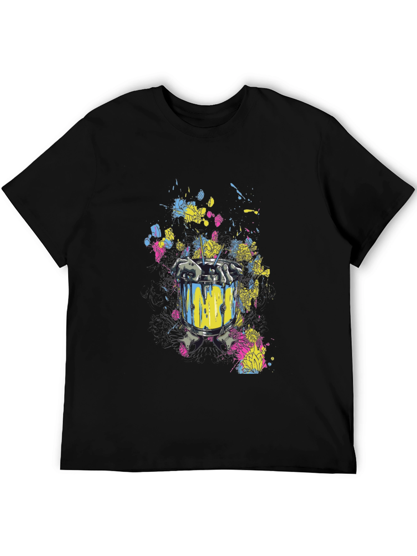 Drum & Skeleton Hands Graphic T-Shirt