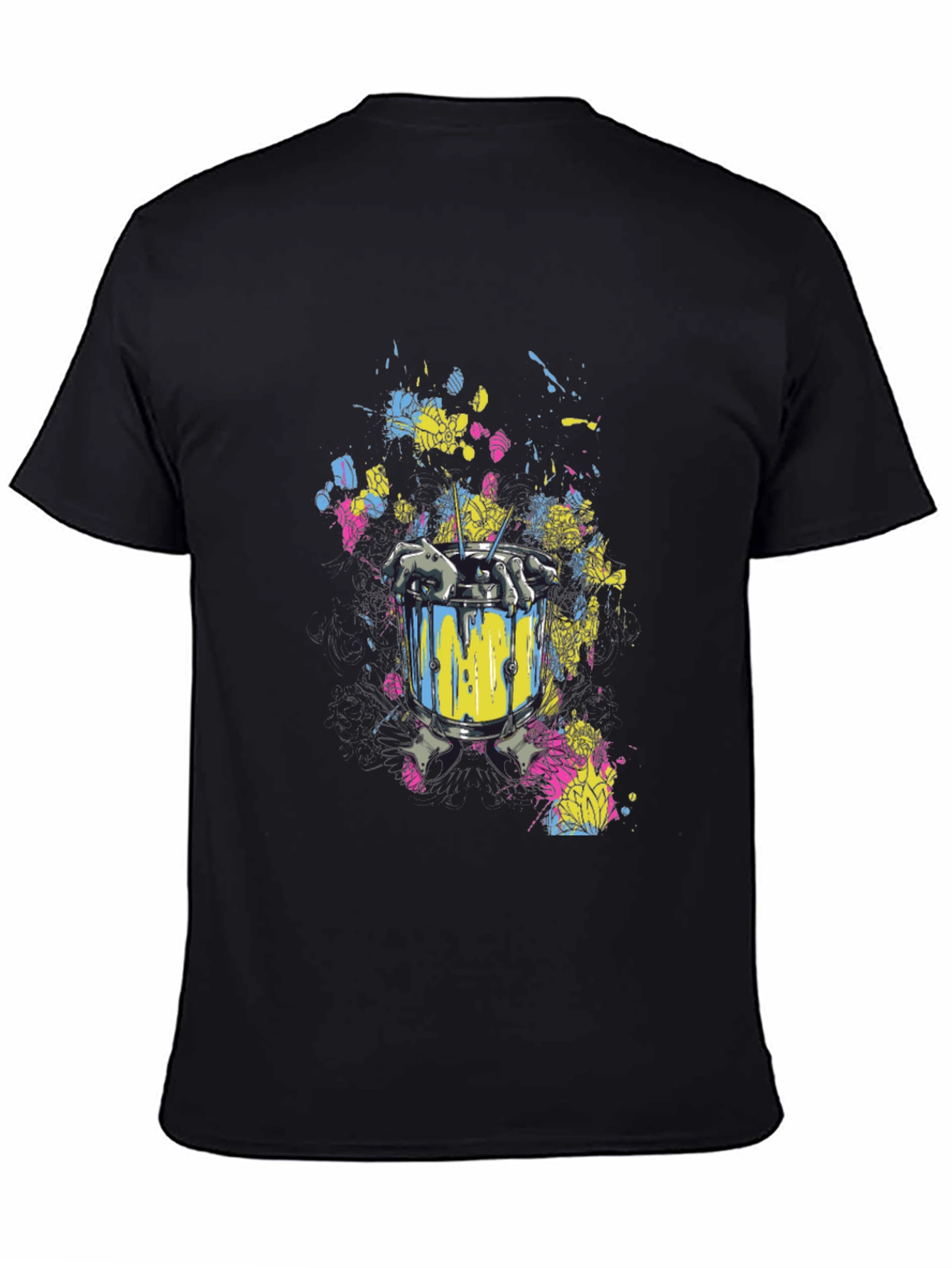 Drum & Skeleton Hands Graphic T-Shirt