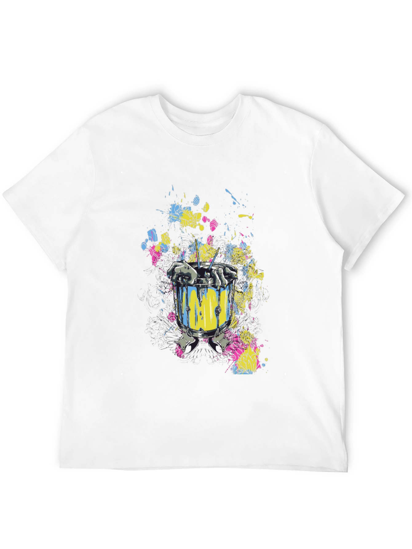 Drum & Skeleton Hands Graphic T-Shirt
