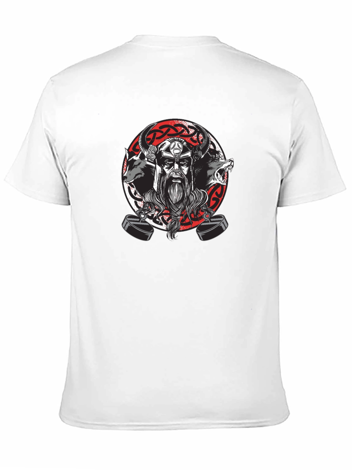 Viking Warrior Black T-Shirt with Wolves