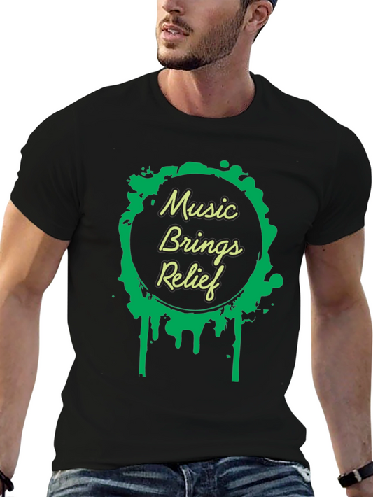Music Brings Relief Black Graphic Tee