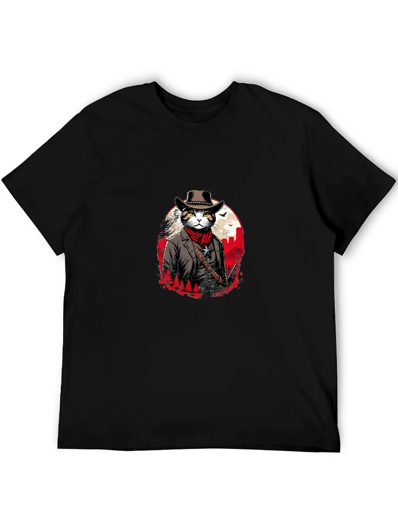Cool Cat Cowboy T-Shirt - Black