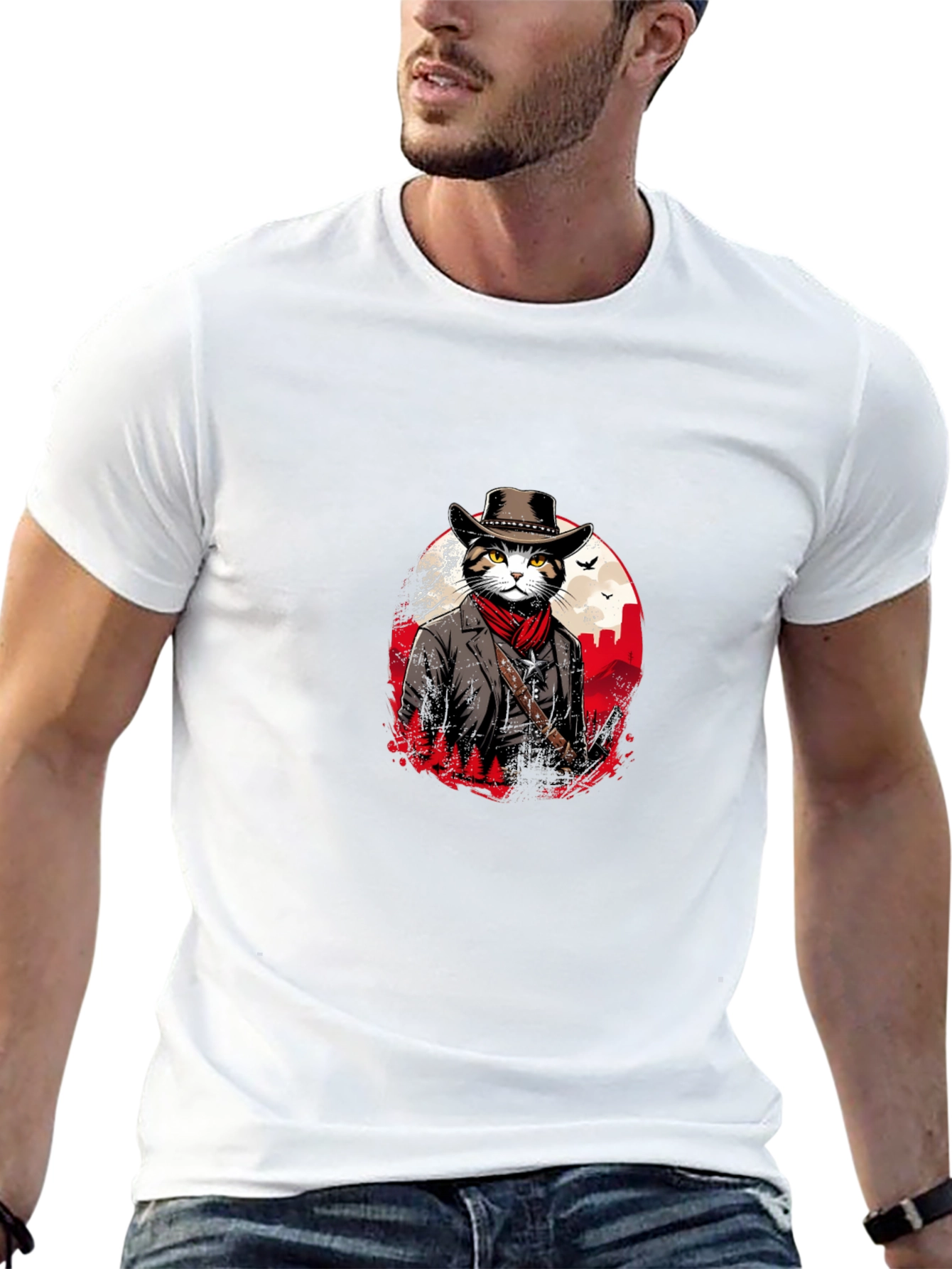 Cool Cat Cowboy T-Shirt - Black