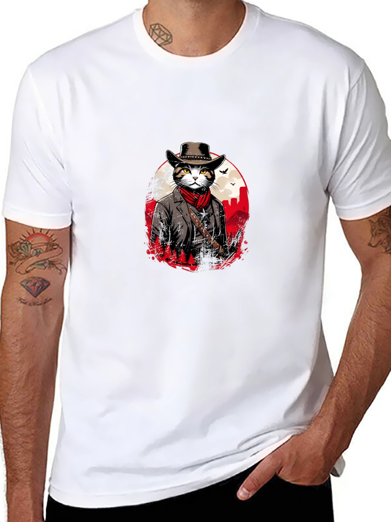 Cool Cat Cowboy T-Shirt - Black