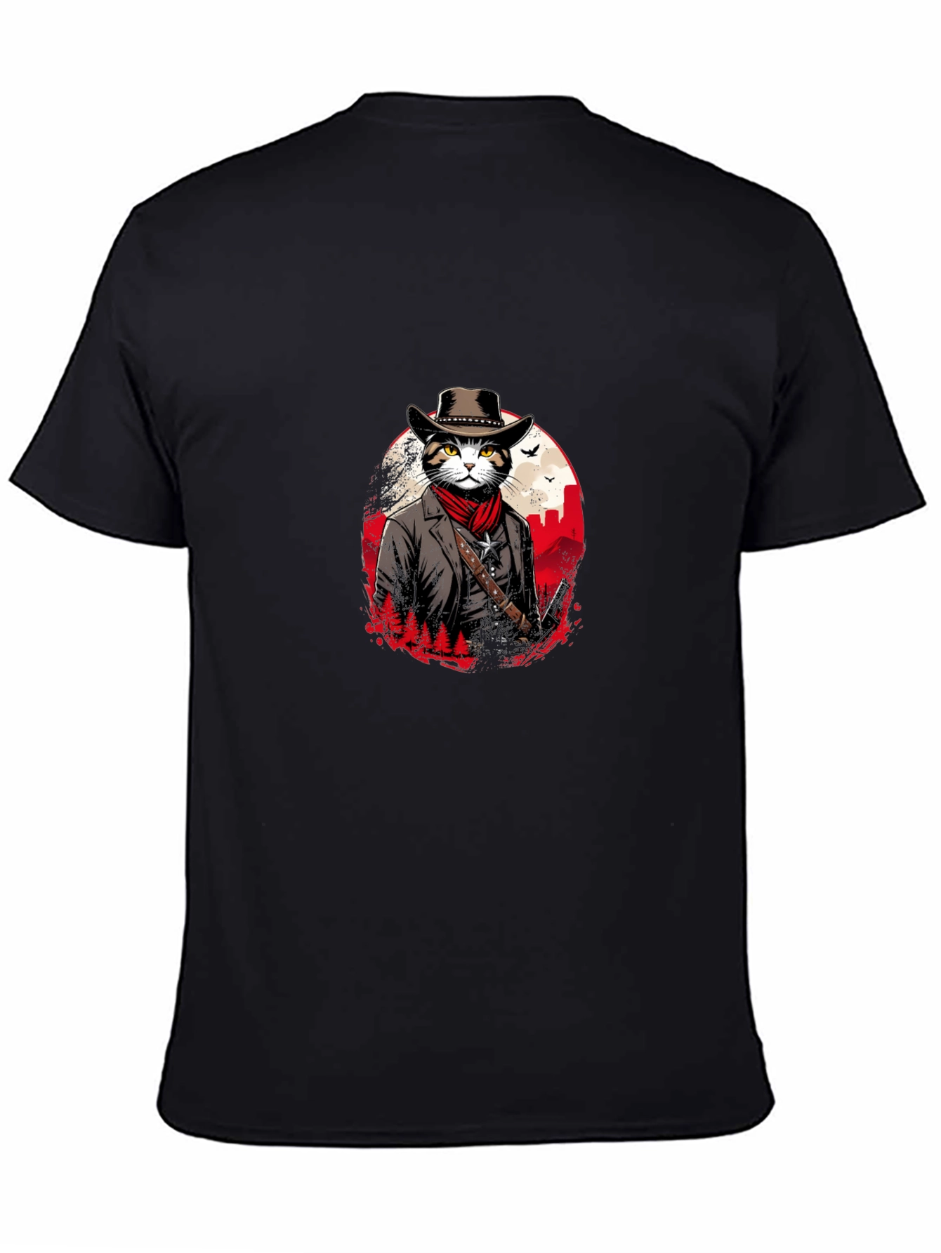 Cool Cat Cowboy T-Shirt - Black