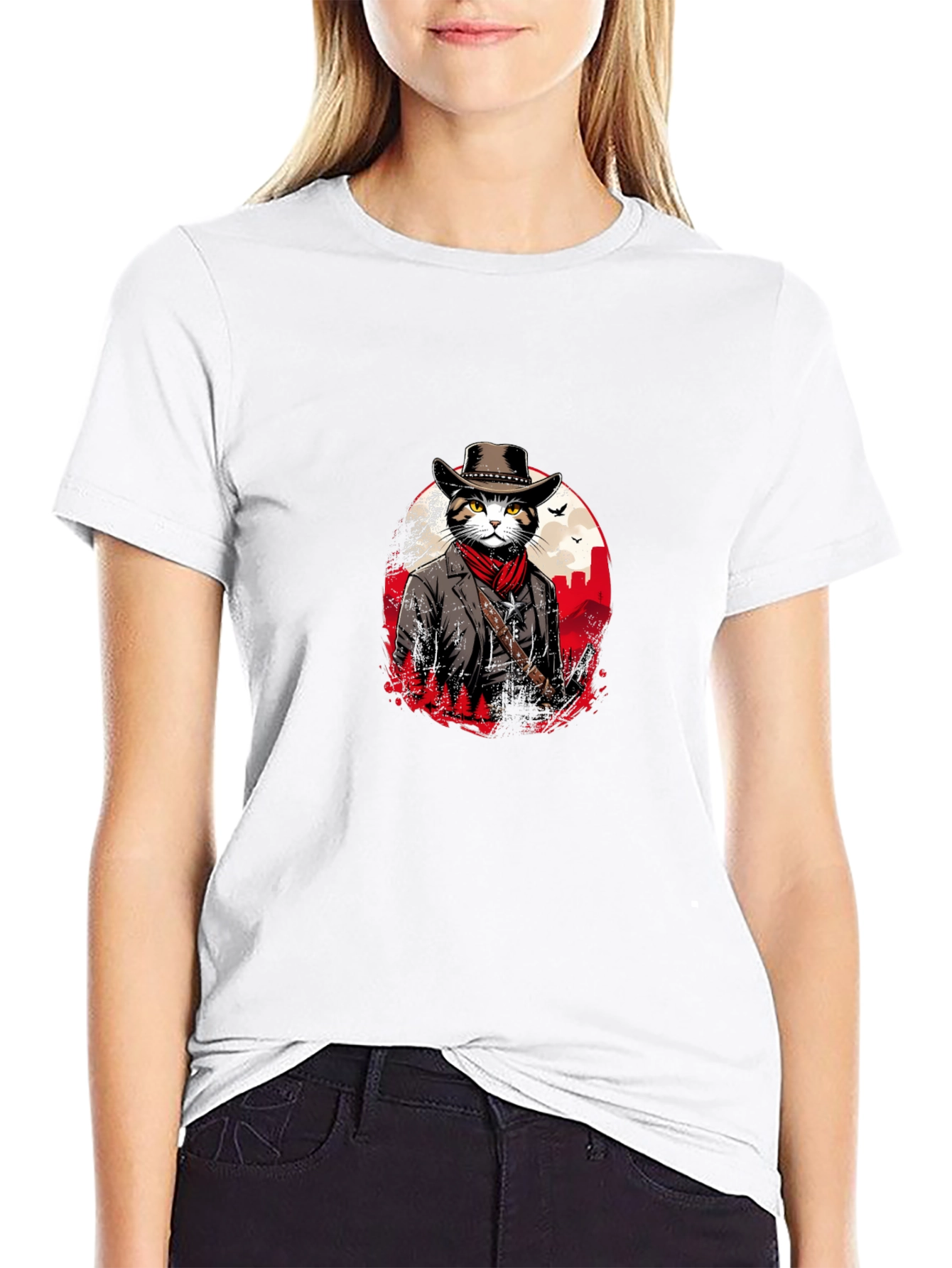 Cool Cat Cowboy T-Shirt - Black
