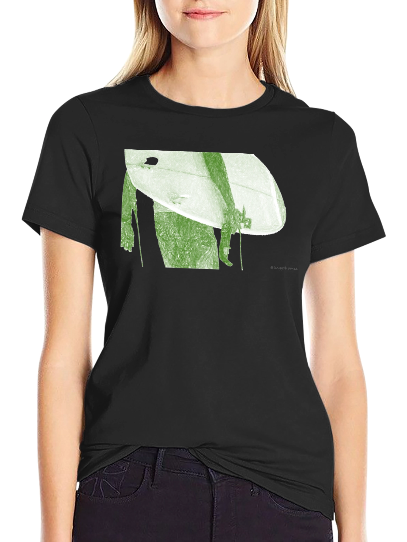 Surfer Graphic Tee - Black Cotton Blend