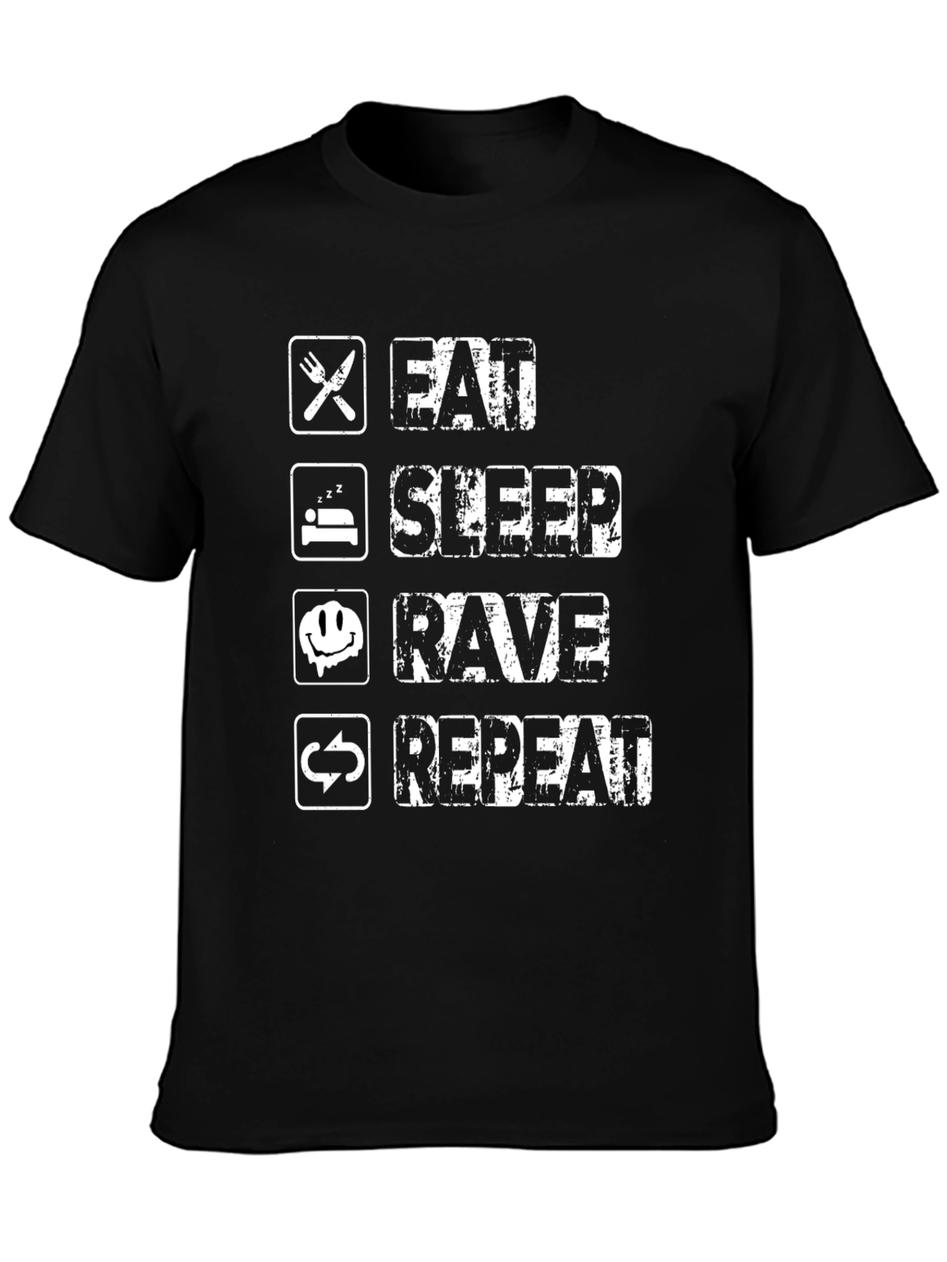 Eat Sleep Rave Repeat Black T-Shirt